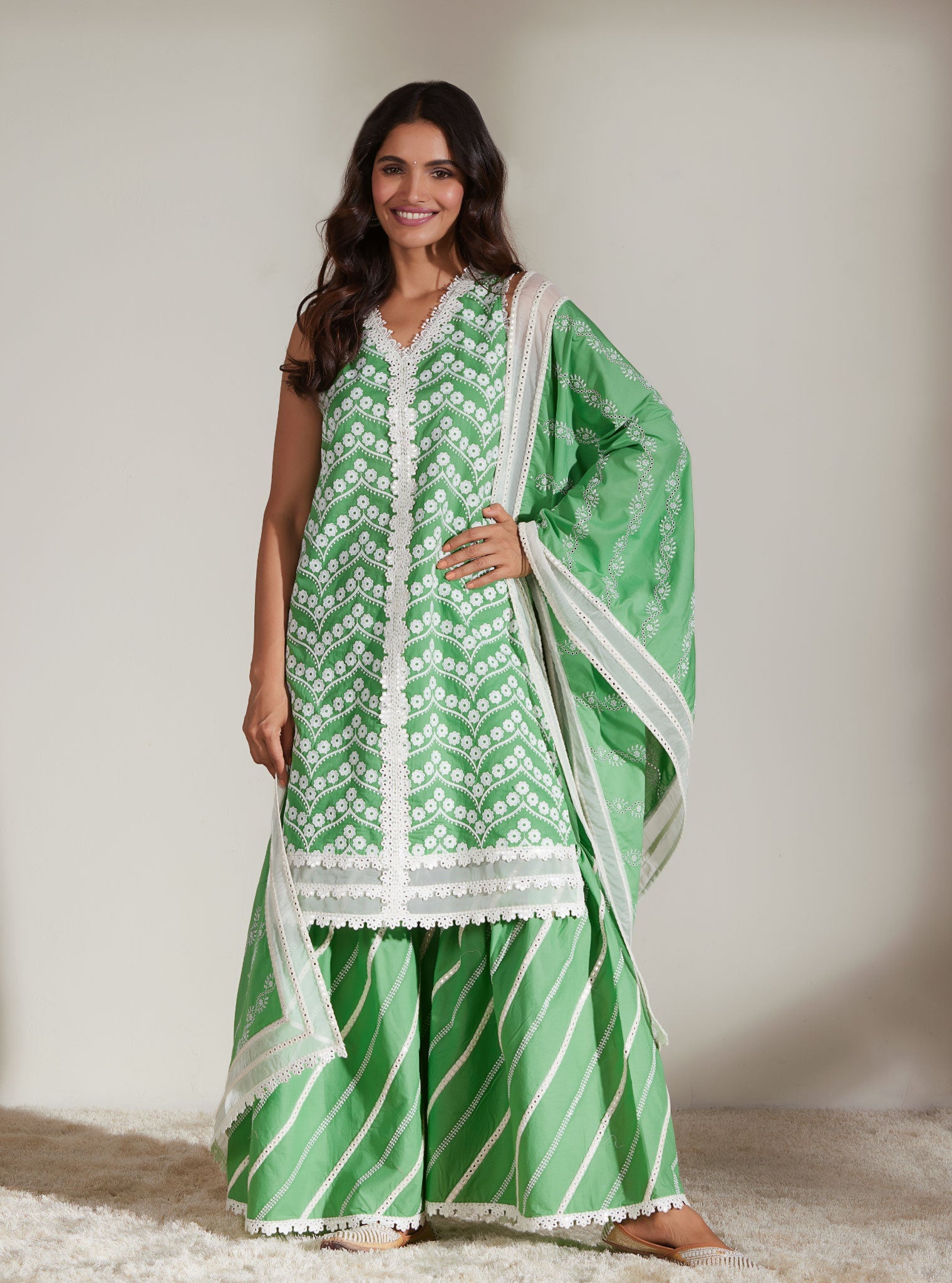 Mulmul Cotton Shiloh Green Dupatta