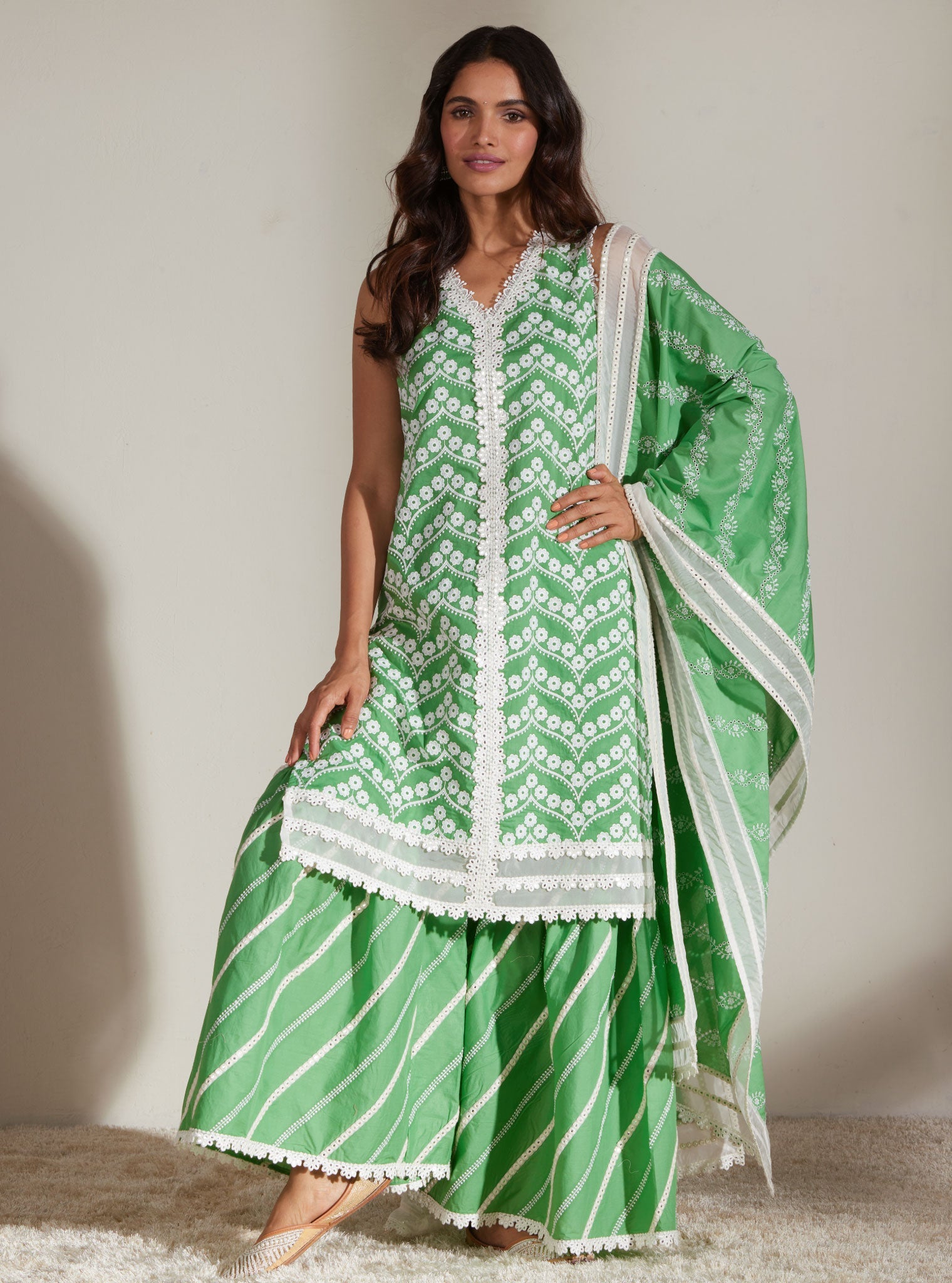 Mulmul Cotton Shiloh Green Dupatta