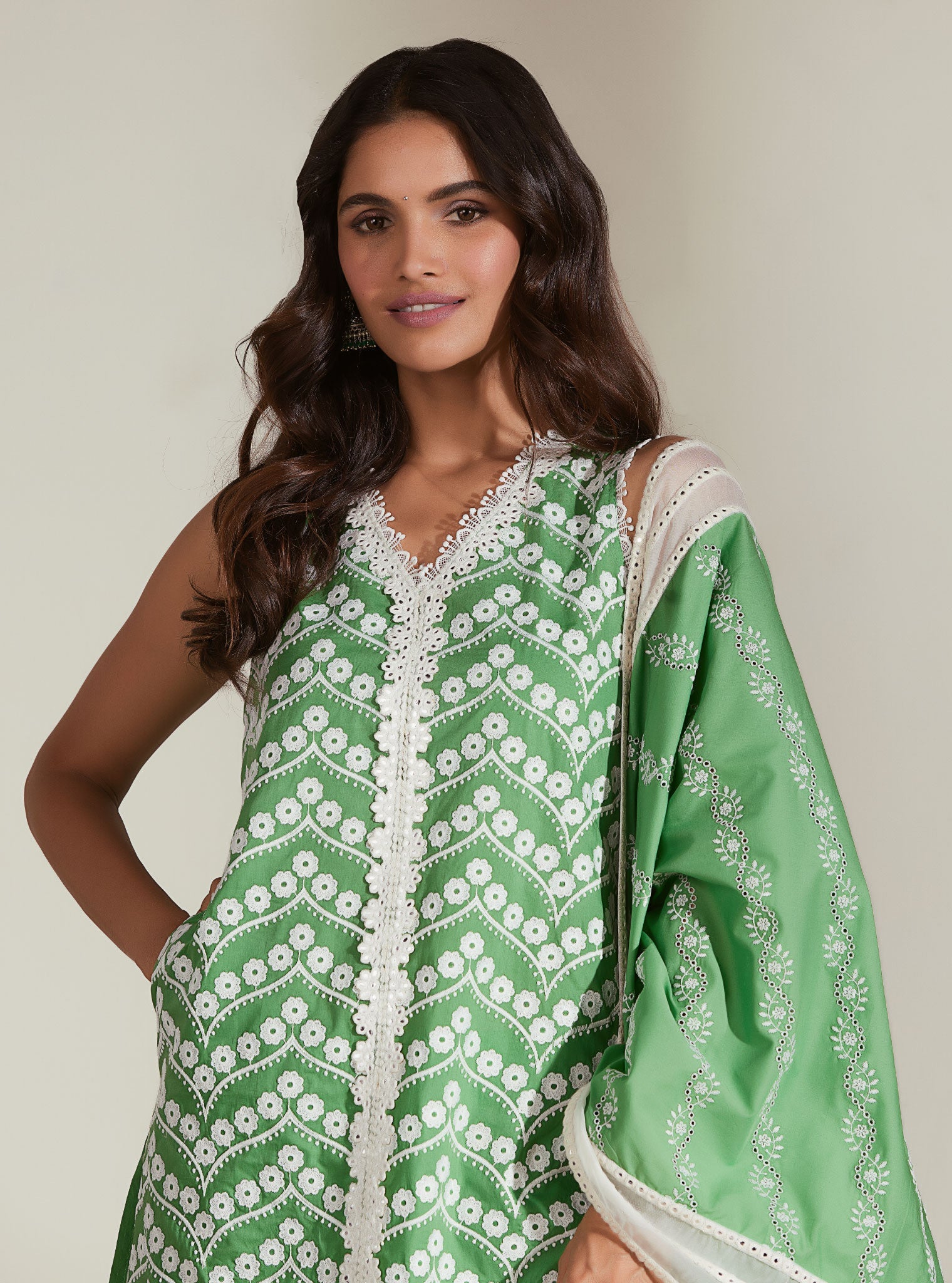 Mulmul Cotton Shiloh Green Dupatta