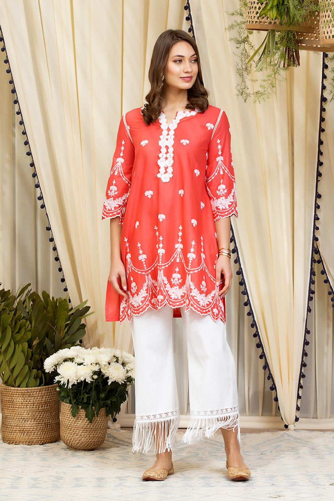 Mulmul Cotton Julia Kurta With New Poppy Pyajama