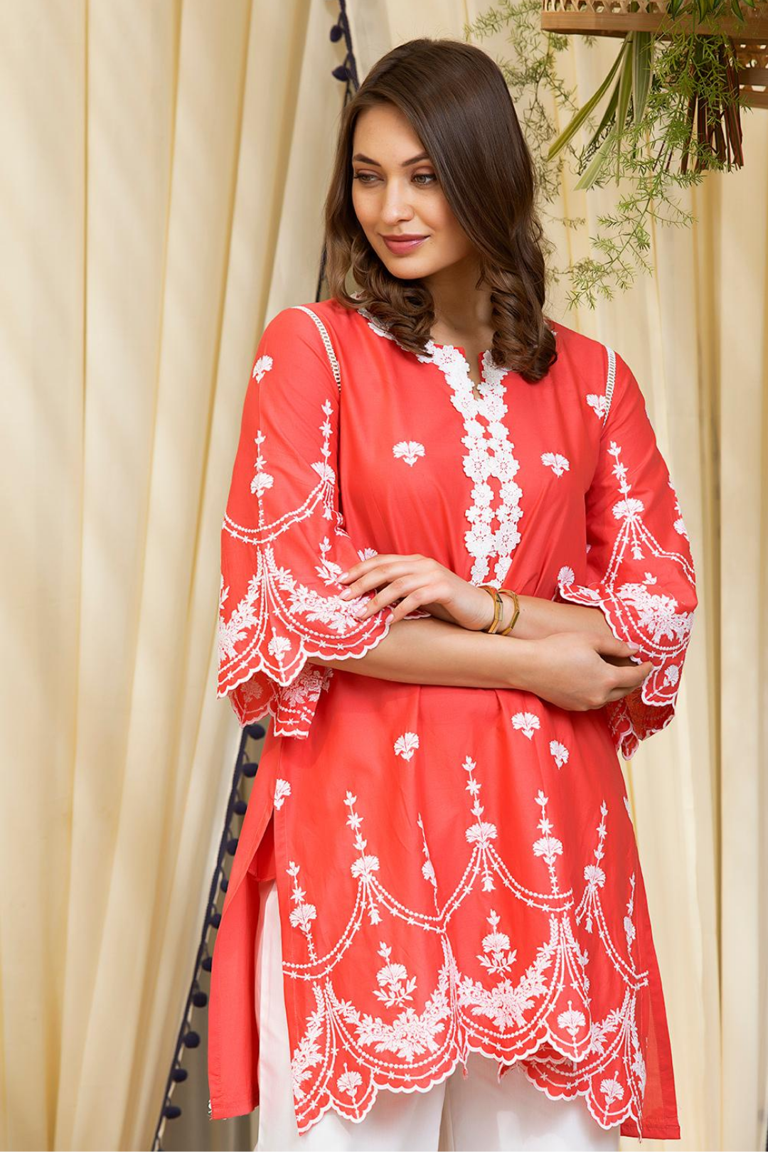 Mulmul Cotton Julia Kurta With New Poppy Pyajama