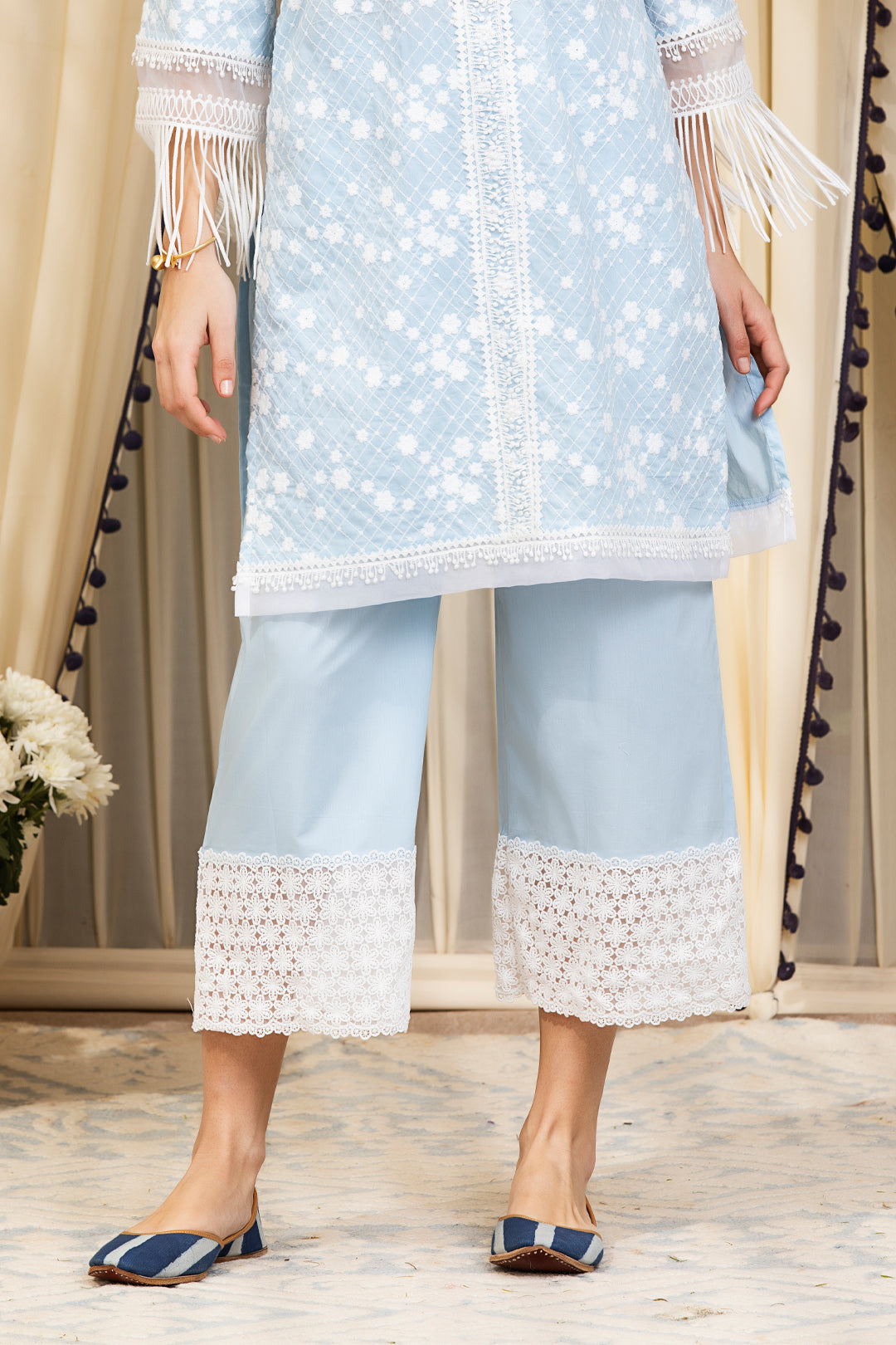 Mulmul Cotton Lina Kurta With Lina Palazzo