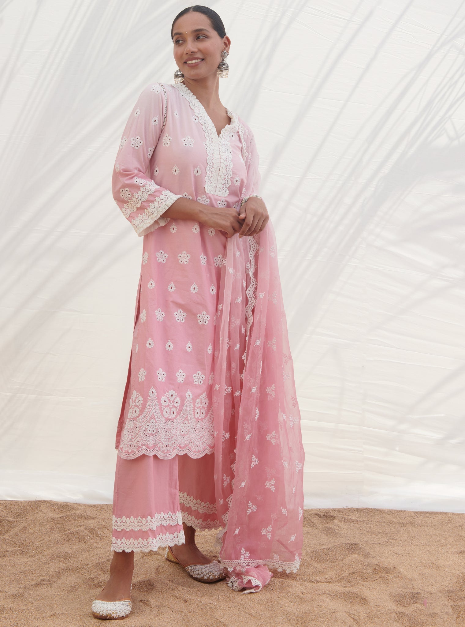 Mulmul Cotton Mayem Pink Dupatta