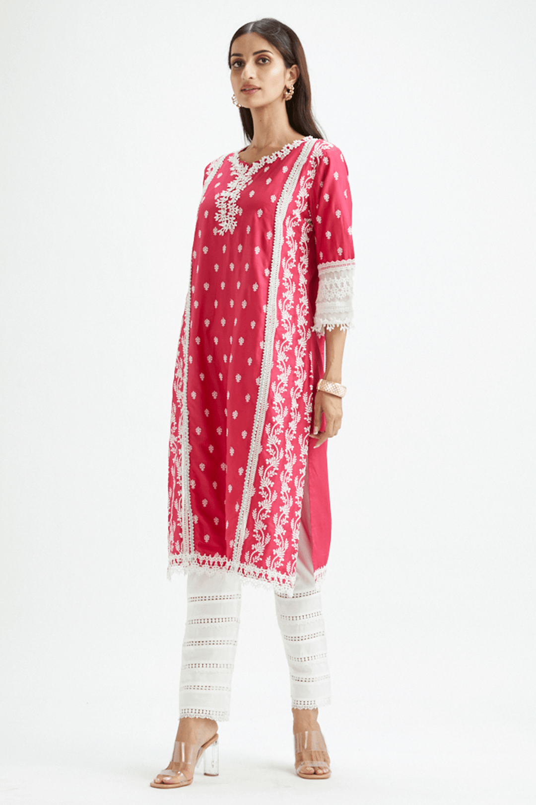 Pima Satin Fuschia Leda Dupatta