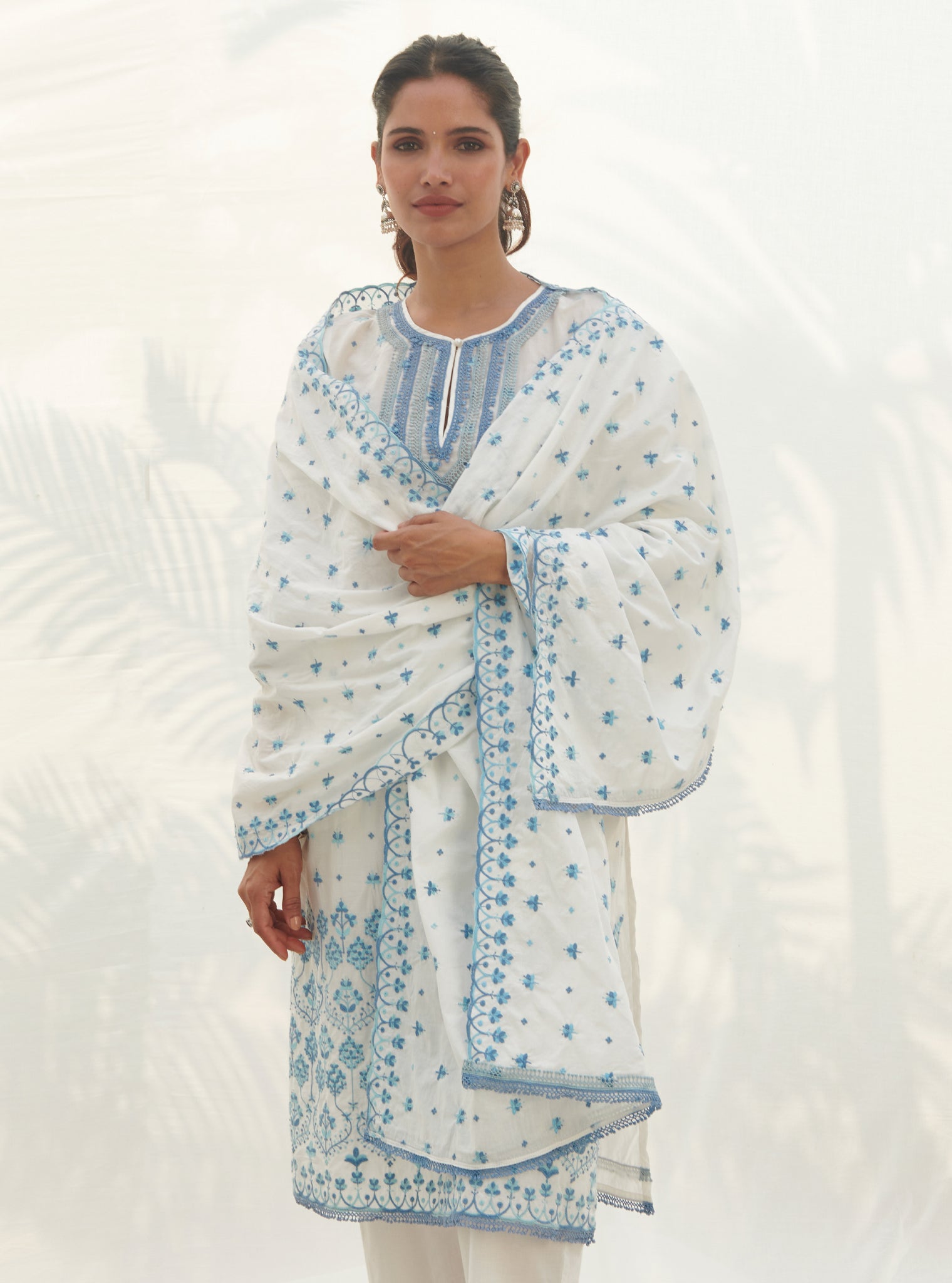 Mulmul Cotton Kankon White Dupatta