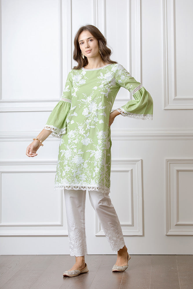 Mulmul Cotton Floral Embroidered Pyajama