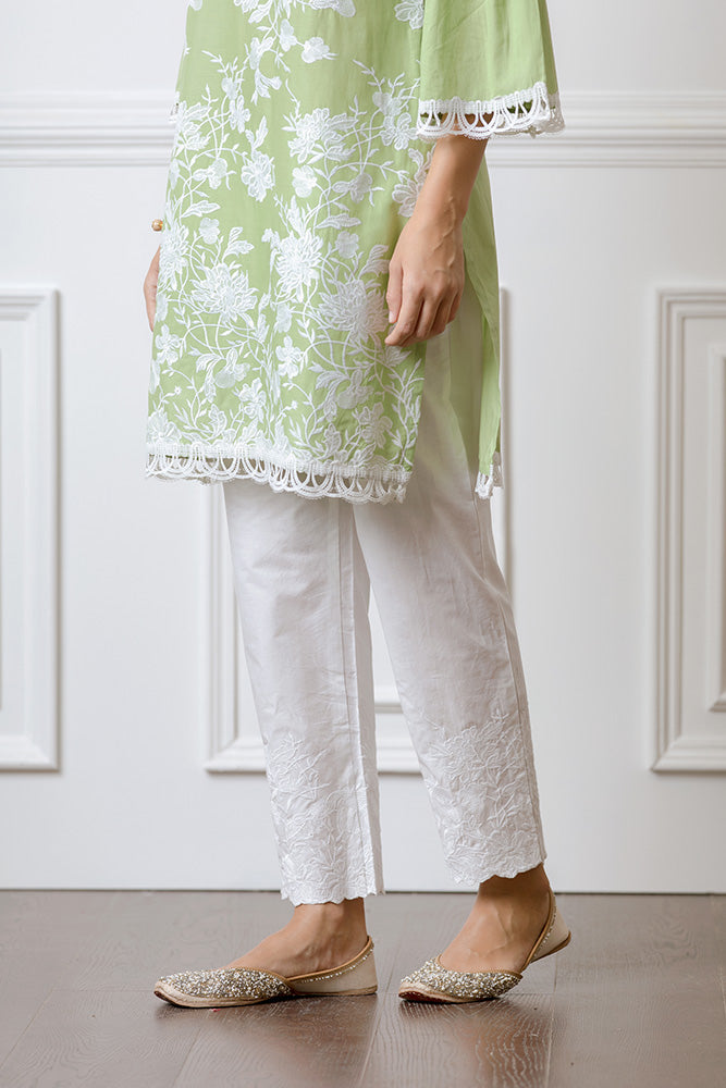 Mulmul Cotton Floral Embroidered Pyajama