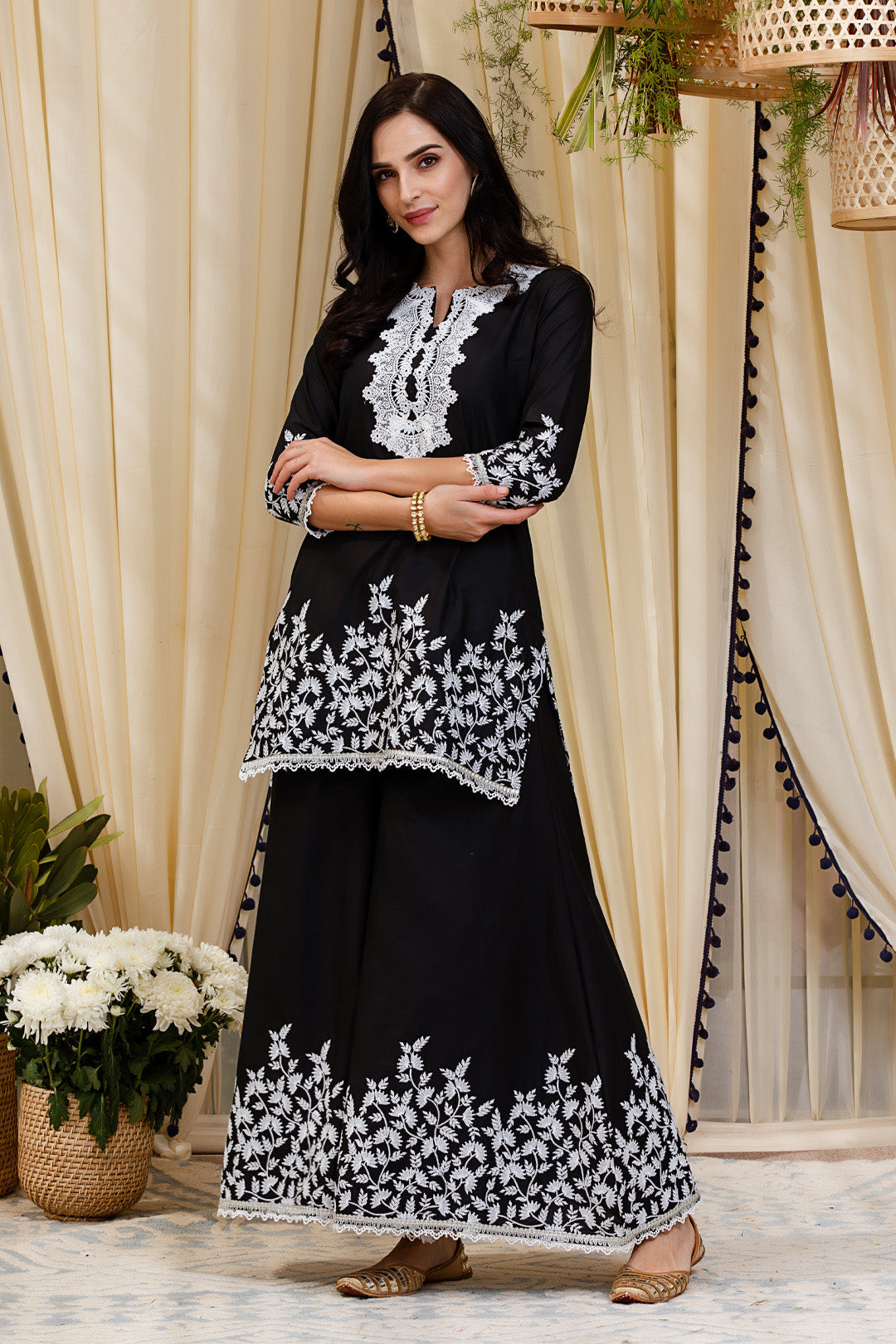 Mulmul Cotton Dona Kurta With Dona Palazzo