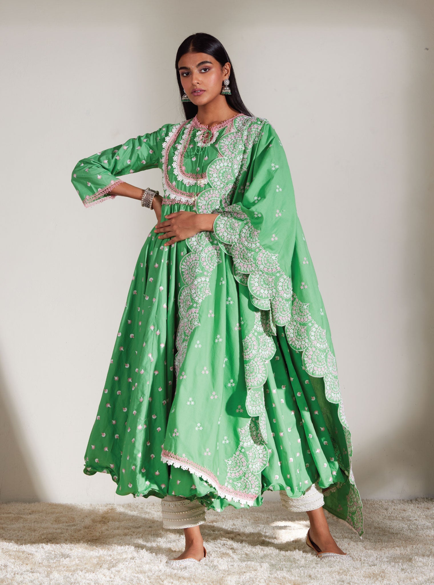 Mulmul Cyane Green Dupatta