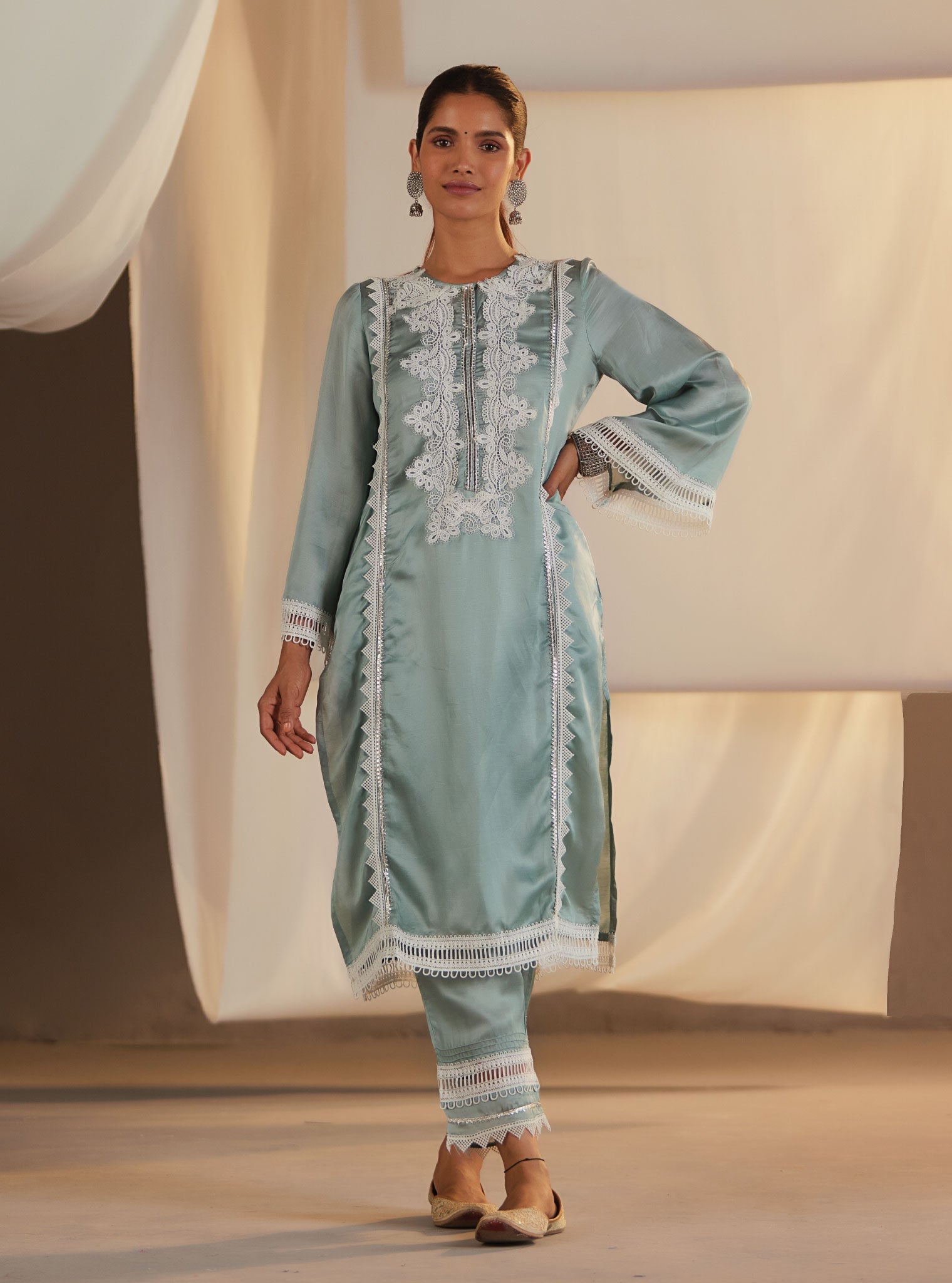 Mulmul Nigella Kurta With Nigella Pyajama