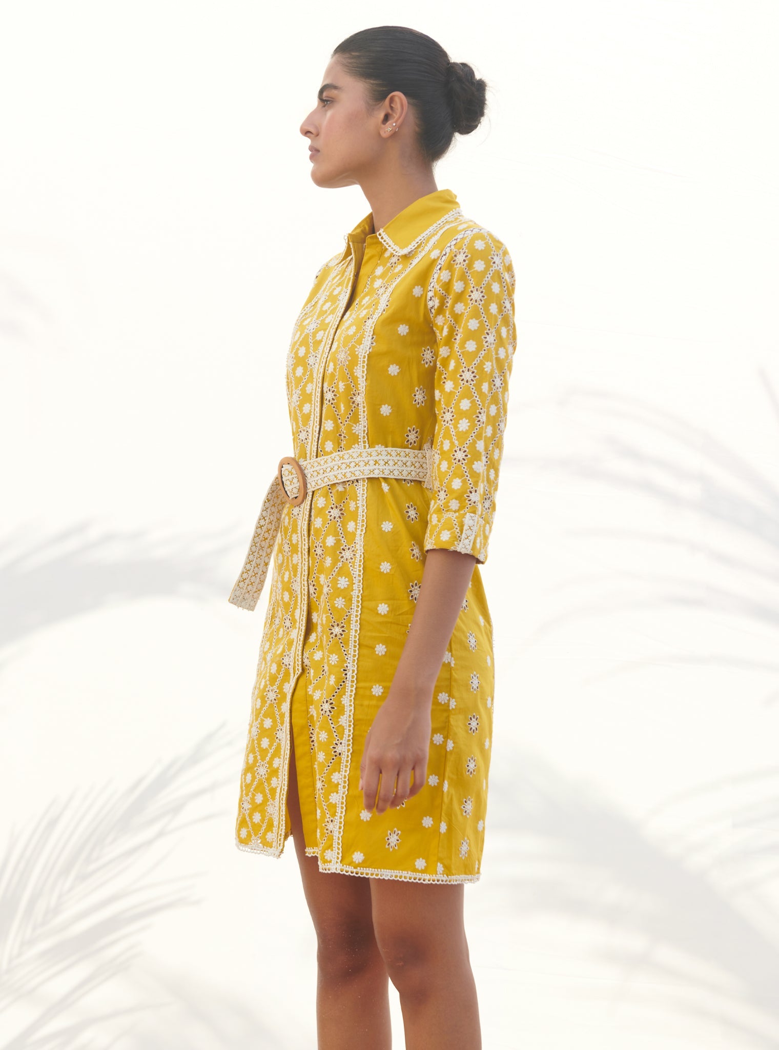 Mulmul Cotton Periwinkle Yellow Dress