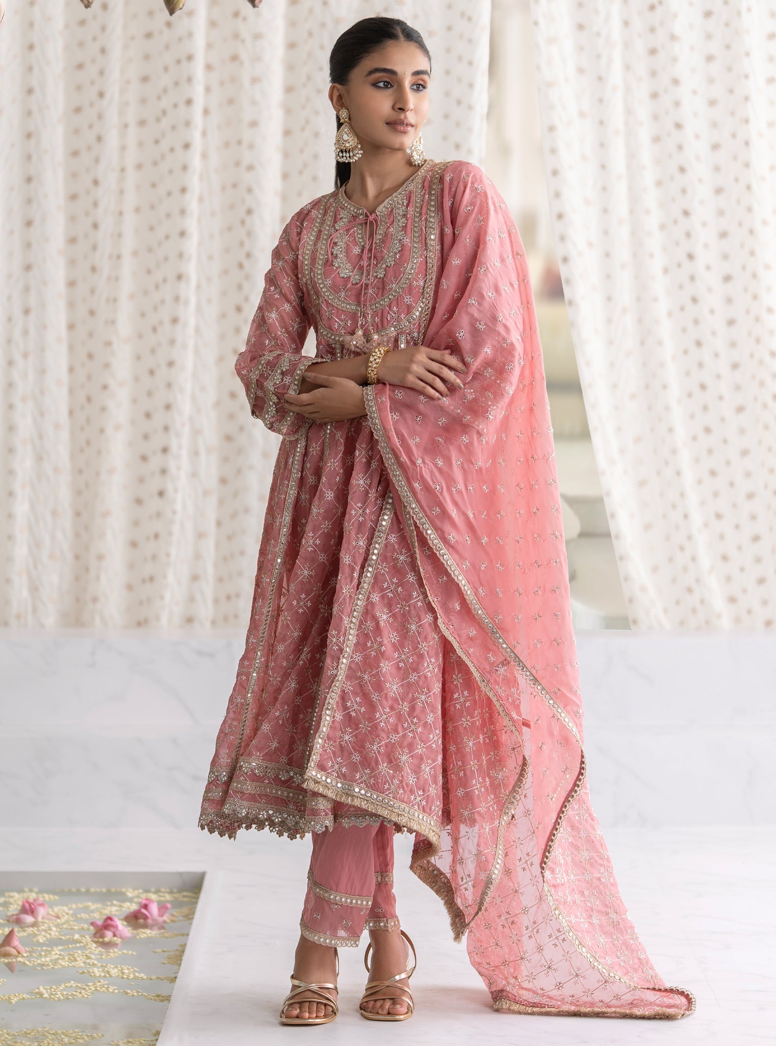 Mulmul Organza Rasiya Mauve Dupatta