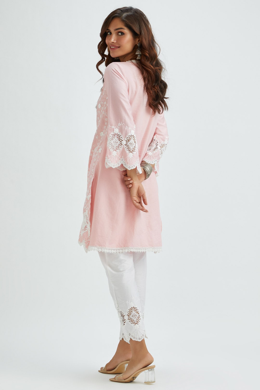 Mulmul Supima Satin Rene Pink Kurta