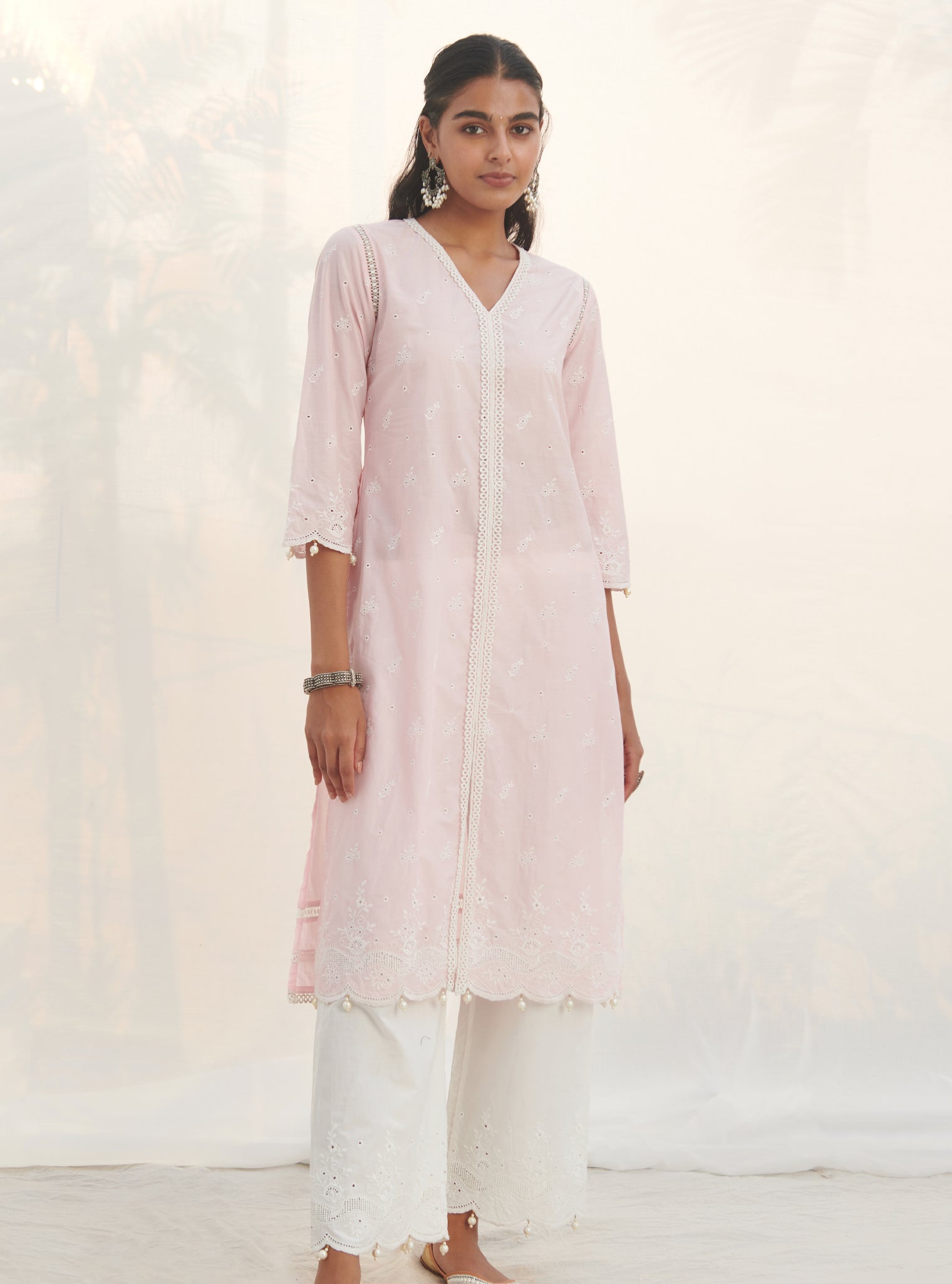 Mulmul Cotton Revora Pink kurta