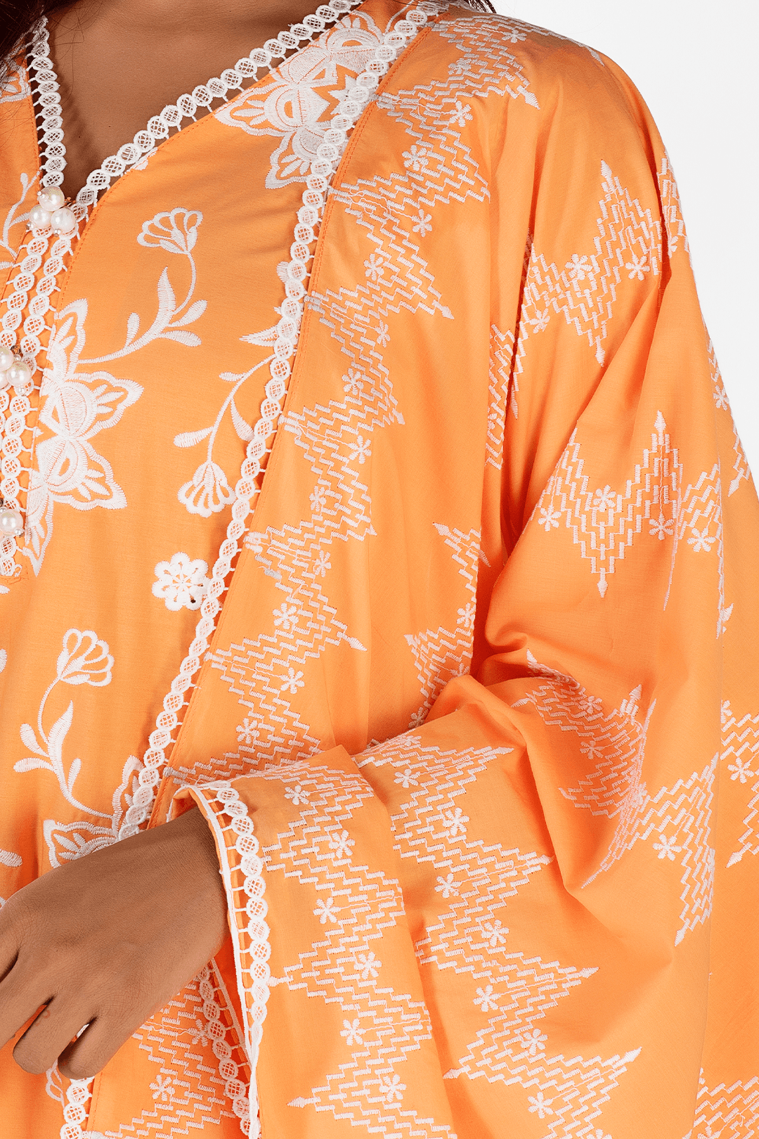 Mulmul Cotton Riley Orange Kurta With Riley Orange Sharara