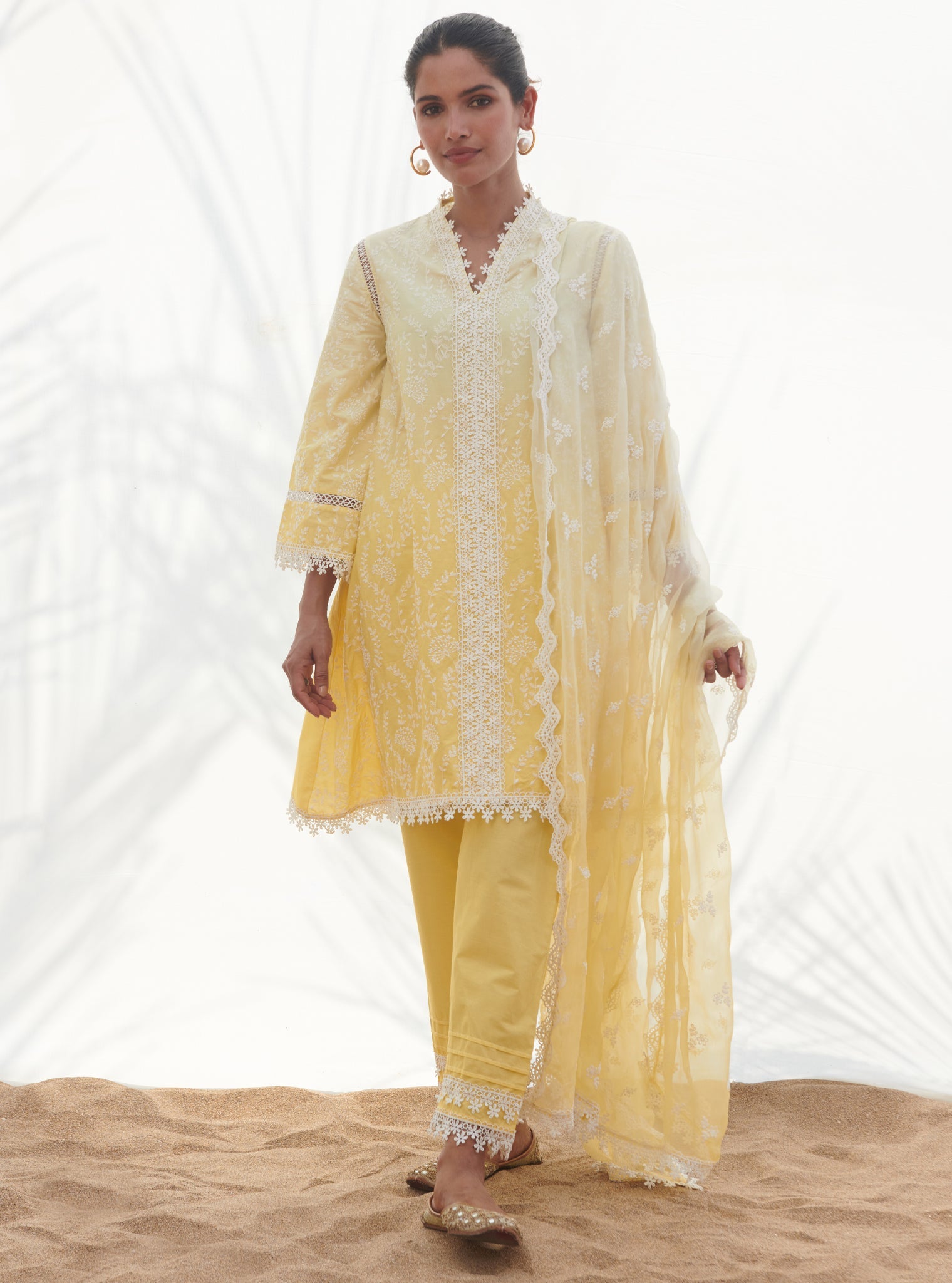 Mulmul Cotton Mayem Yellow Dupatta