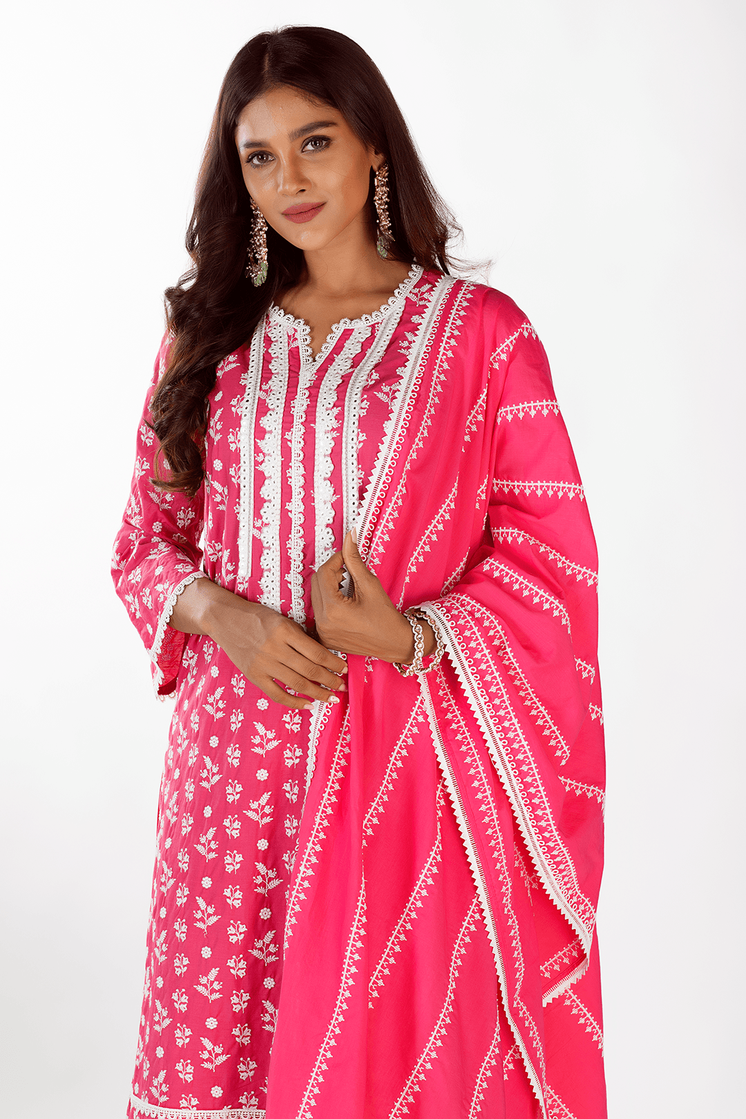 Mulmul Cotton Zoe Fuchsia Dupatta