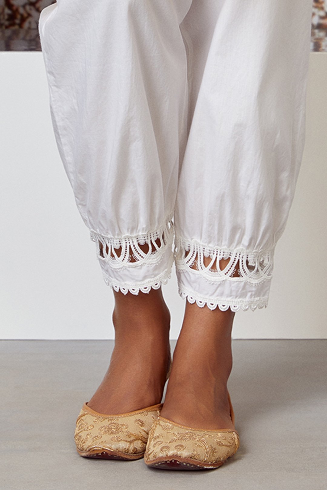 Mulmul Cotton New Harem White Pyajama