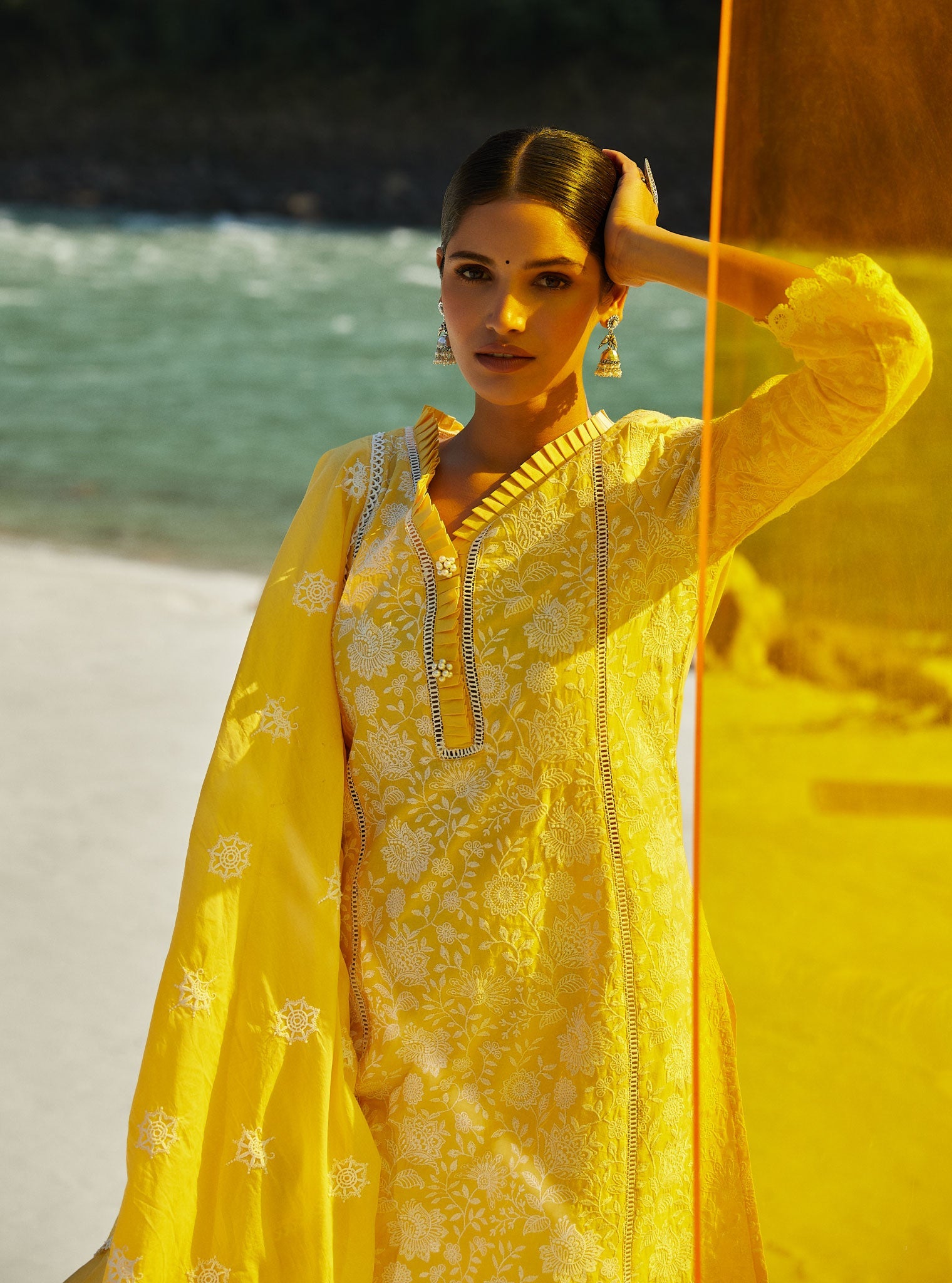 Mulmul Padma Yellow Dupatta