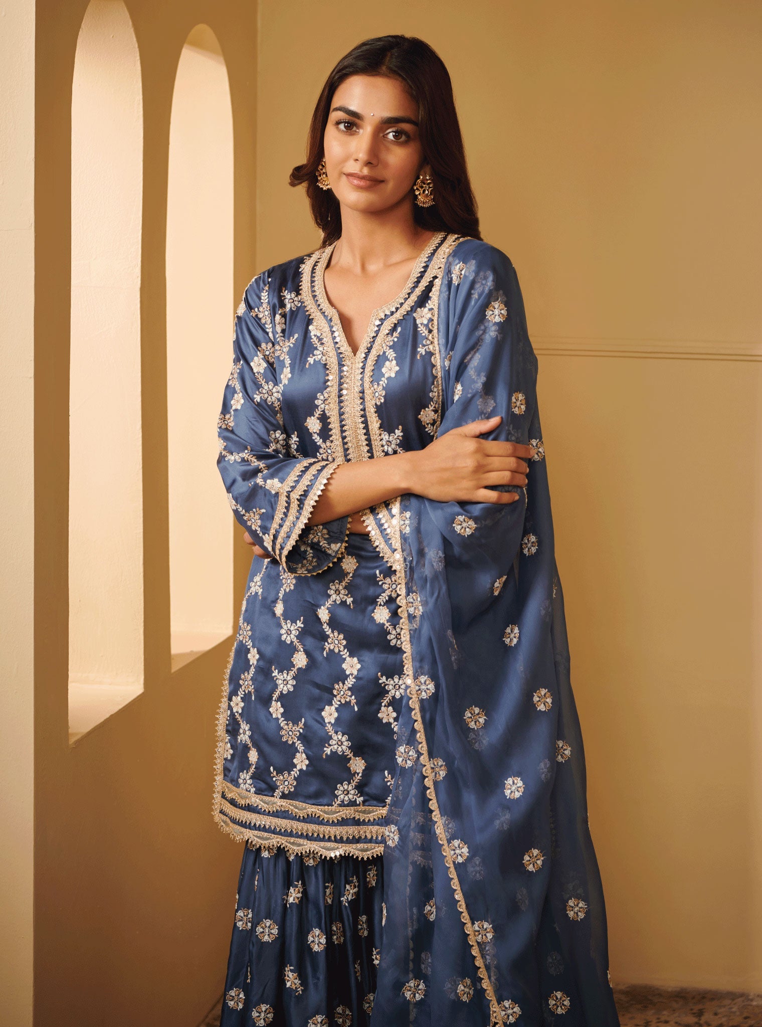 Mulmul Navata Blue dupatta