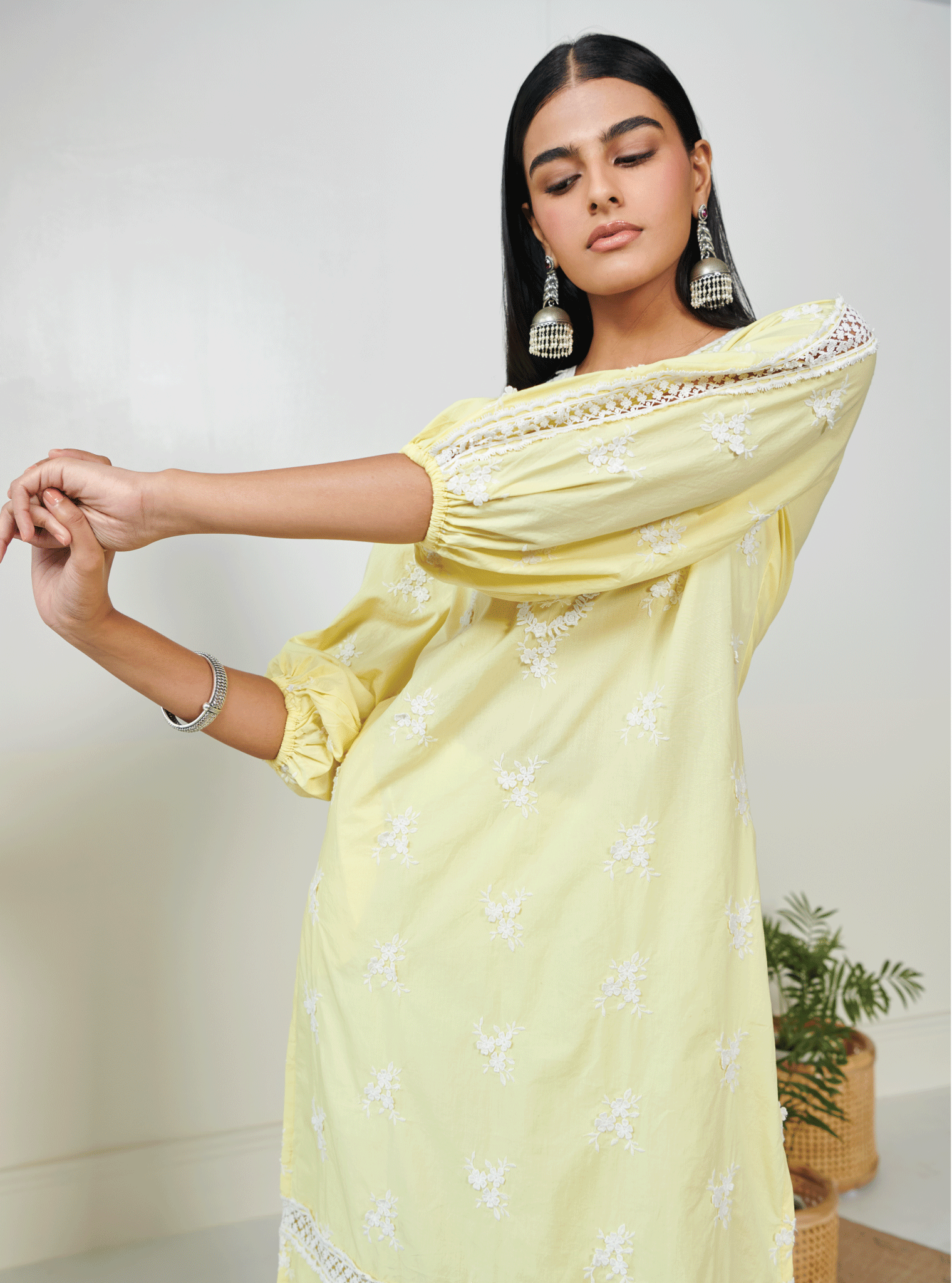 Mulmul Cotton Shane Yellow Kurta