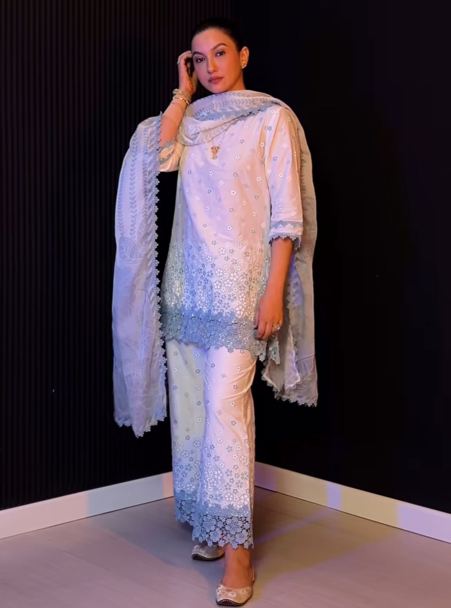 Mulmul Cotton Amiya White Kurta With Mulmul Cotton Amiya White Pant