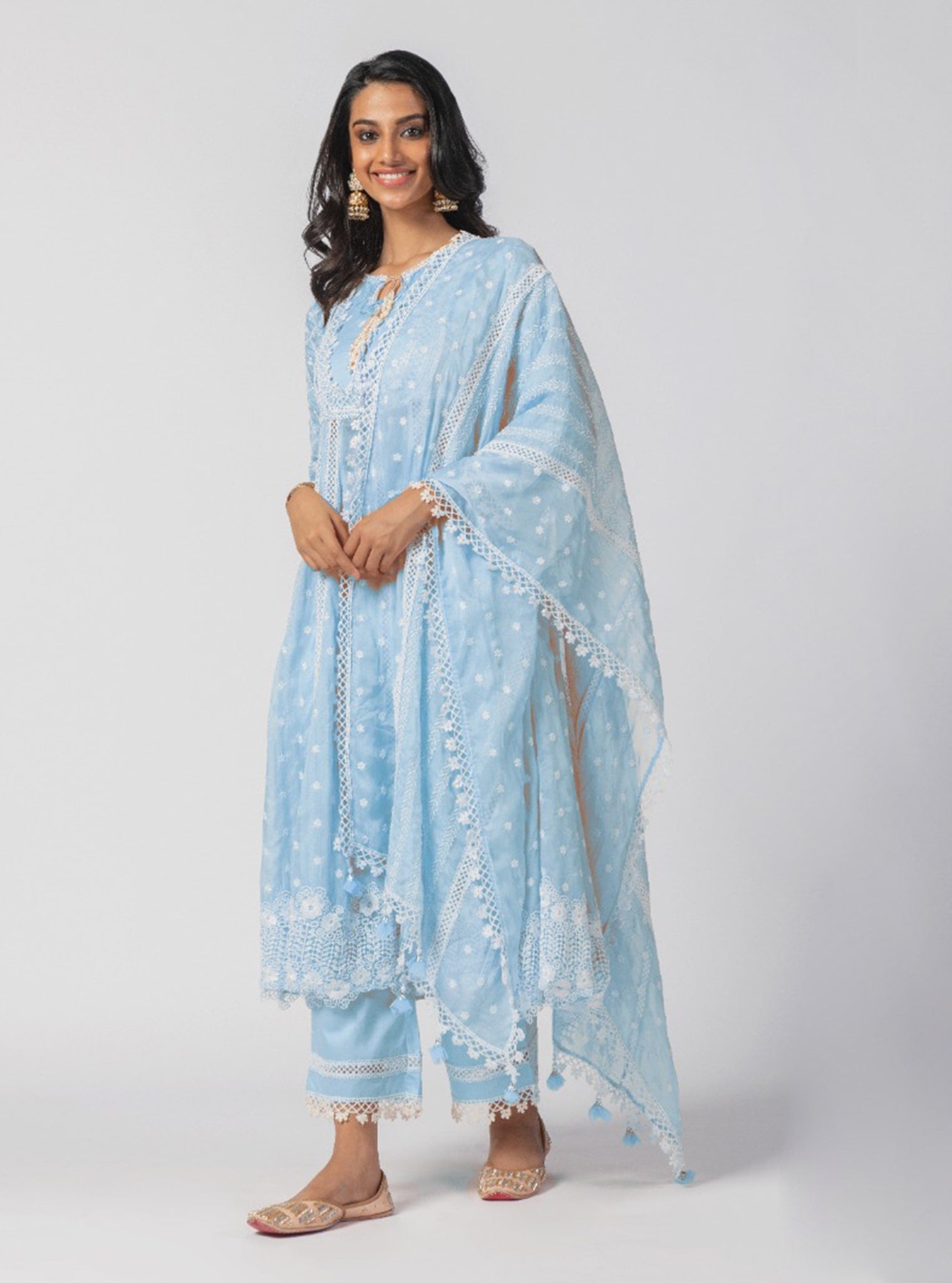 Mulmul Organza Cherie Blue Dupatta