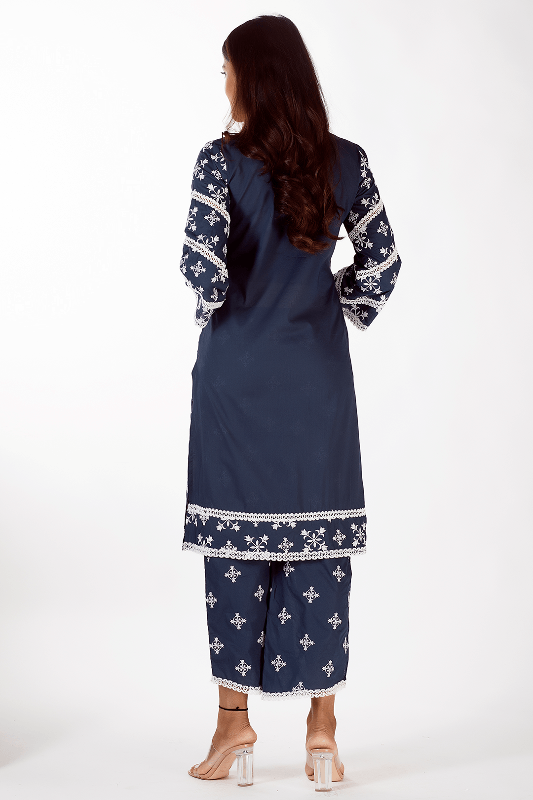 Mulmul Cotton Vera Kurta Navy With Vera Navy Pyajama