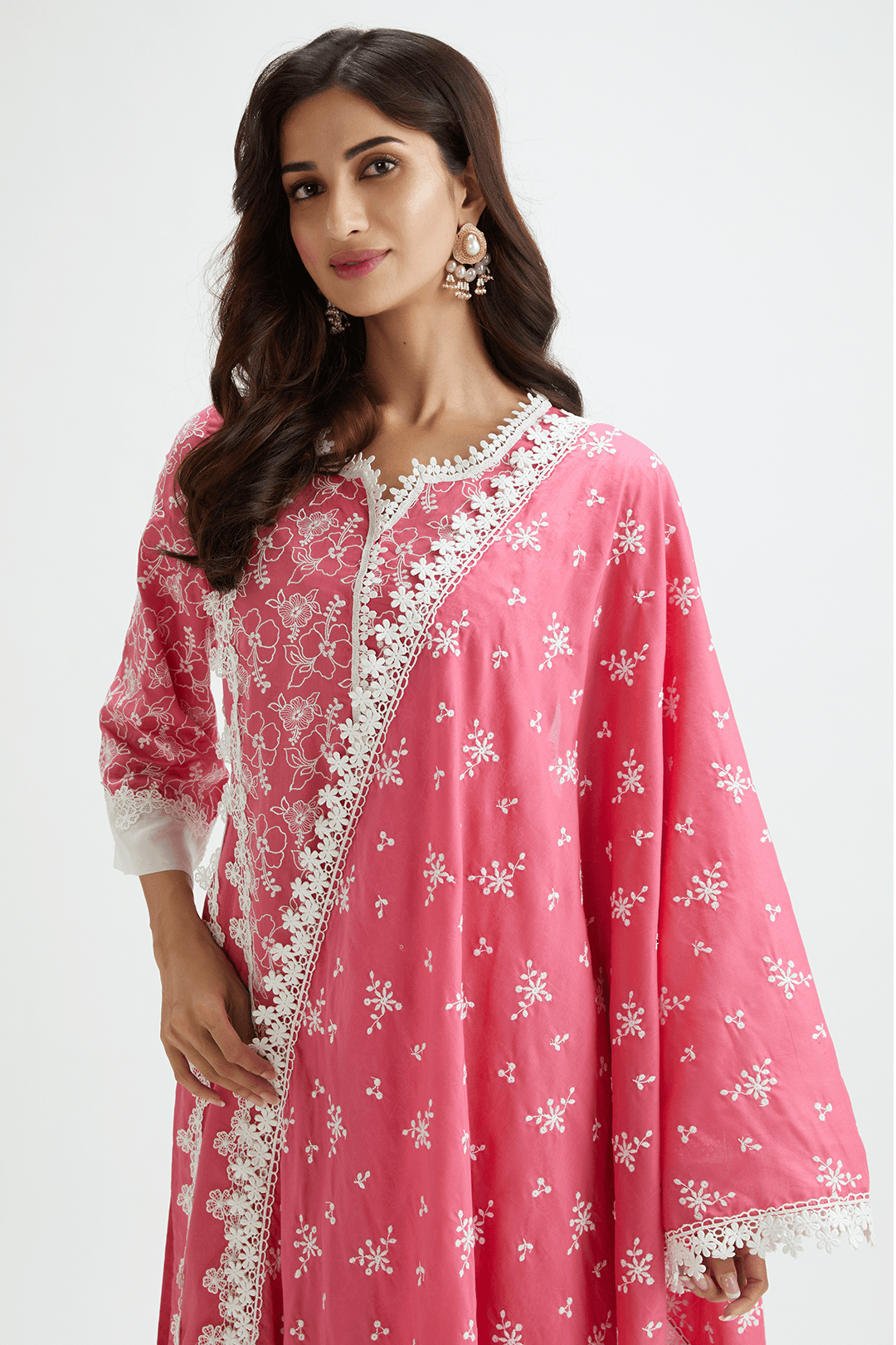 Mulmul Cotton Magpie Fuchsia Dupatta