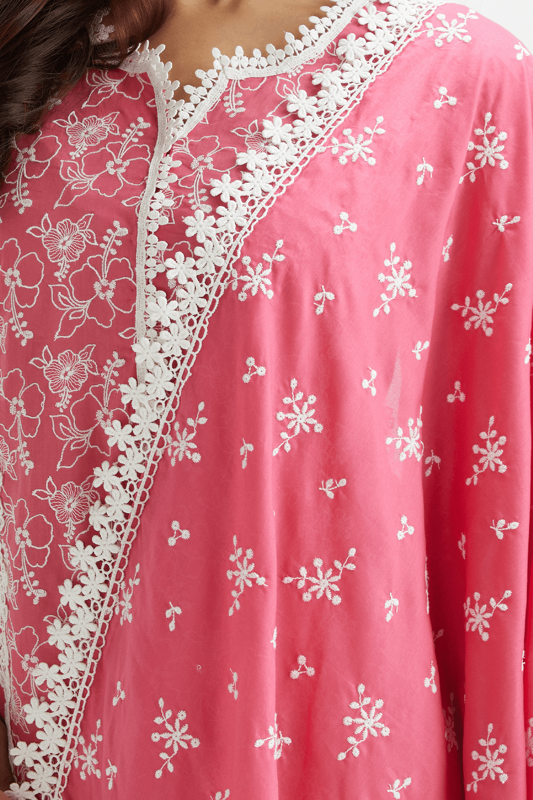 Mulmul Cotton Magpie Fuchsia Dupatta