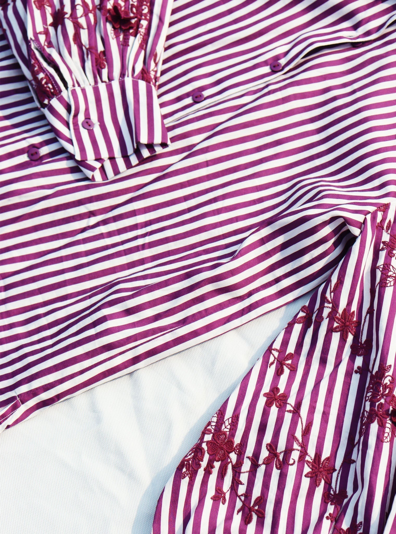 Mulmul Pima Stripe Printed Astraea Purple Shirt