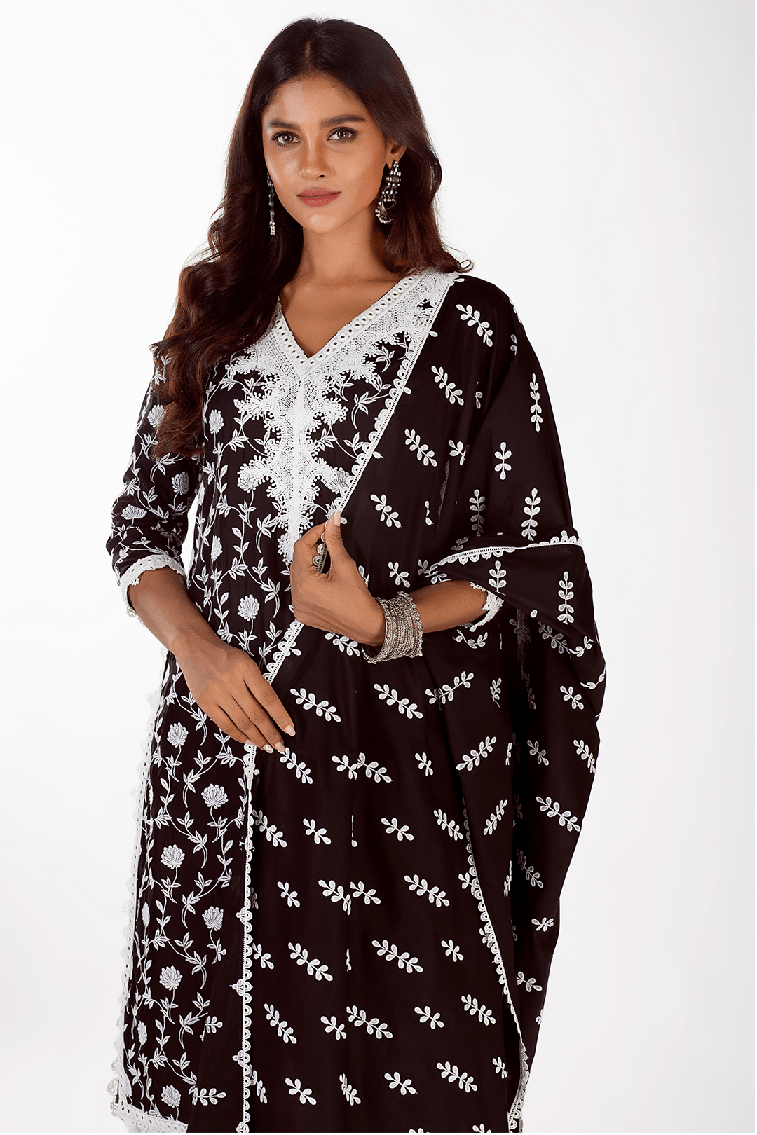 Mulmul Cotton Zeb Black Kurta