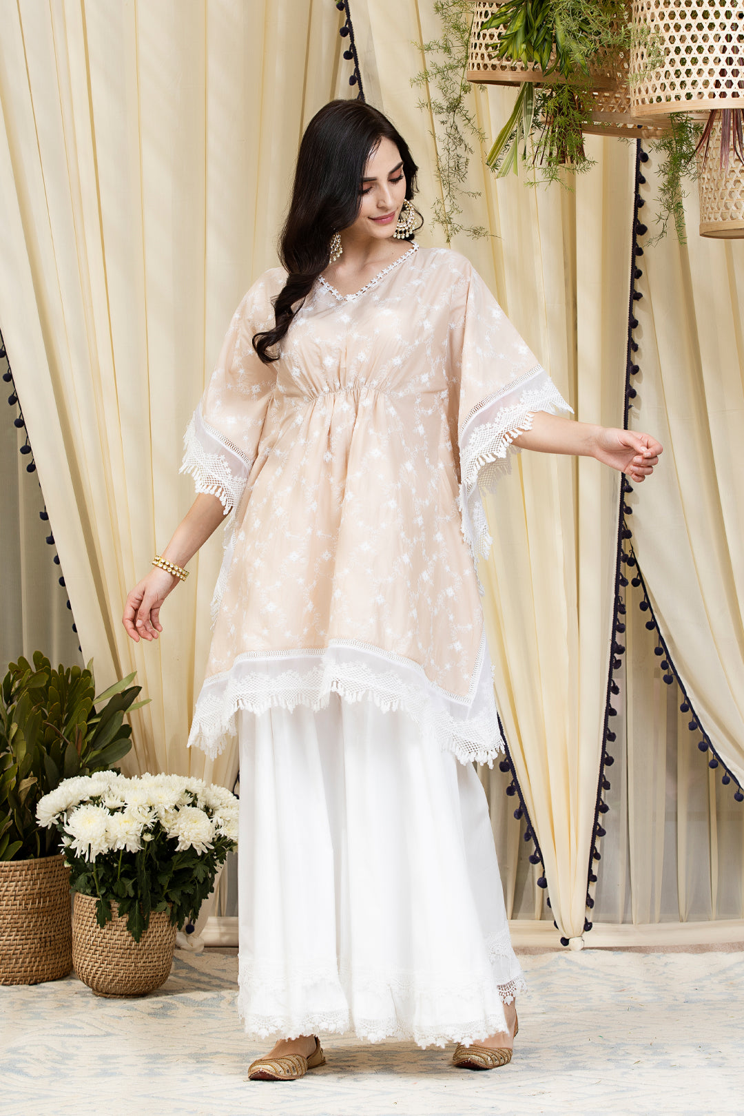 Mulmul Cotton Fiore Kurta With Blossom Sharara