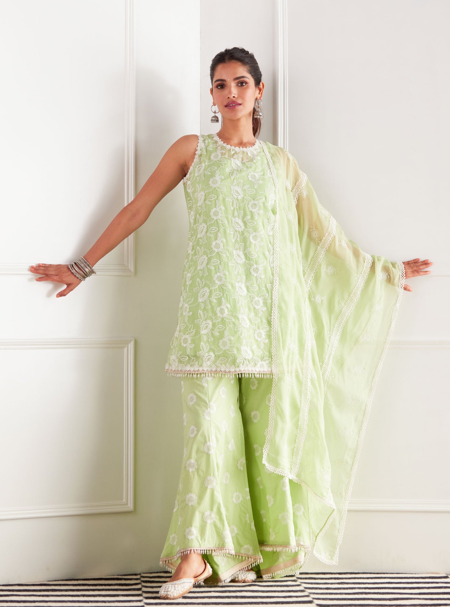 Mulmul Organza Orla Green Dupatta