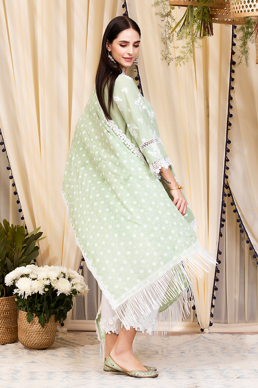 Mulmul Cotton Livia Kurta With Hibiscus Pyajama