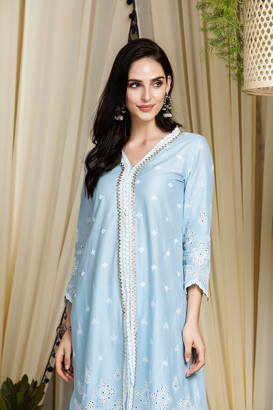 Mulmul Cotton Ophelia kurta  With Ophelia Palazzo