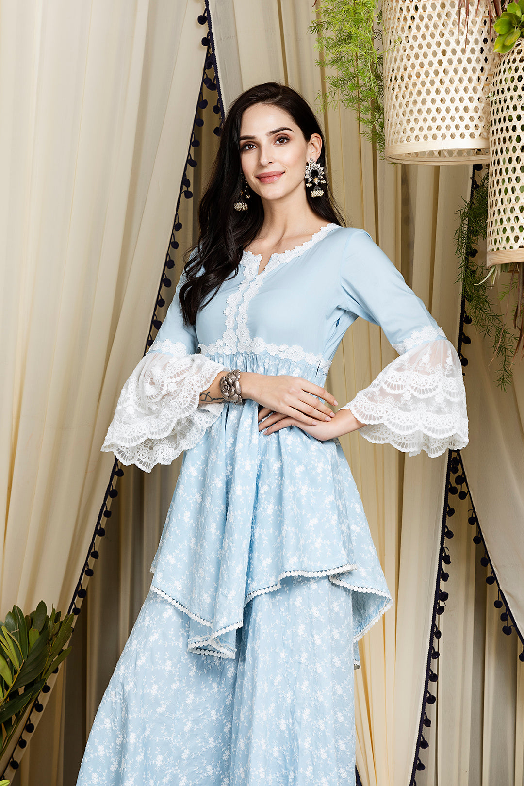 Mulmul Cotton Ariana Kurta With Ariana Sharara