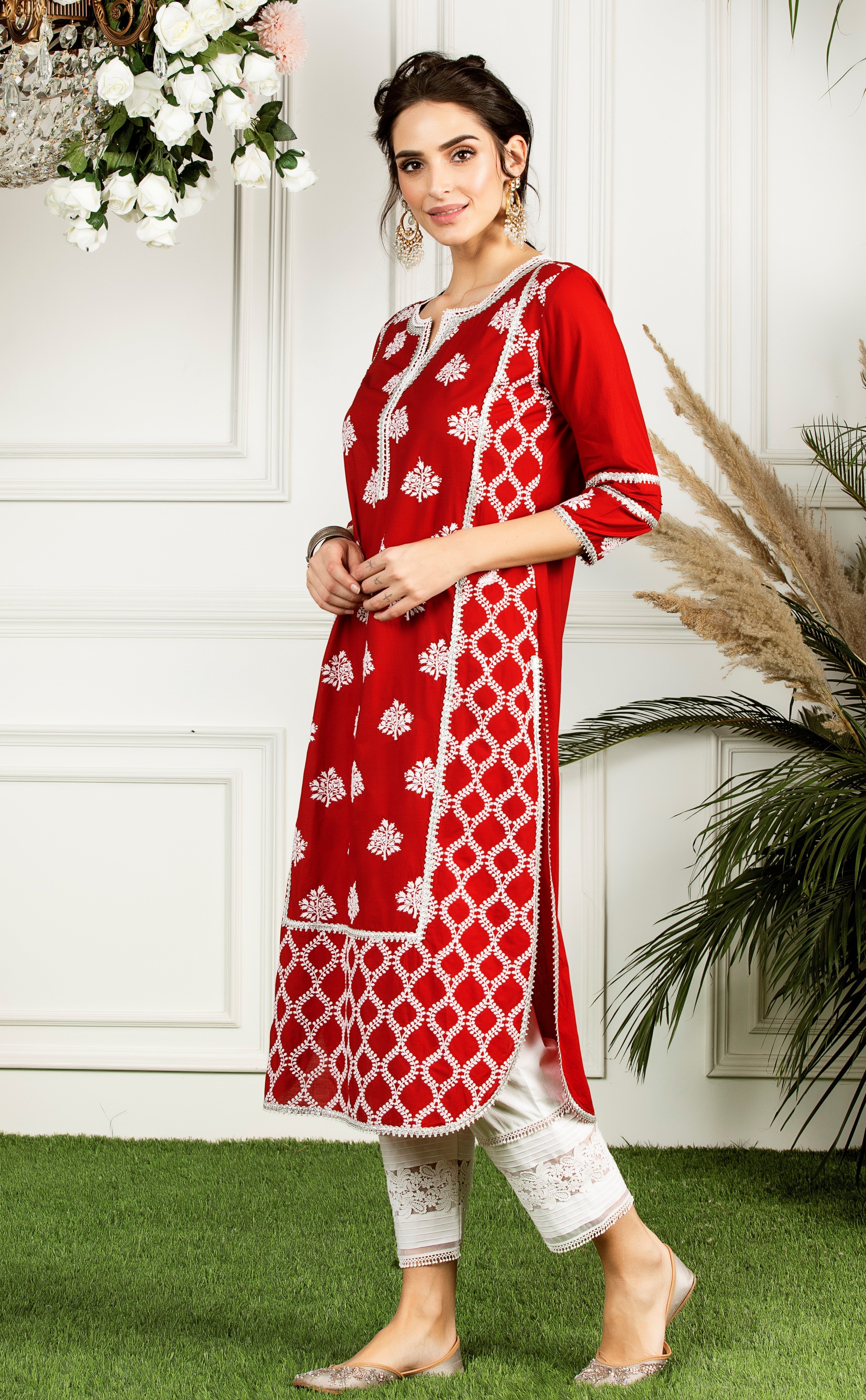 Mulmul Cotton Senna Kurta With Mulmul New Pin Tuck Pyajama