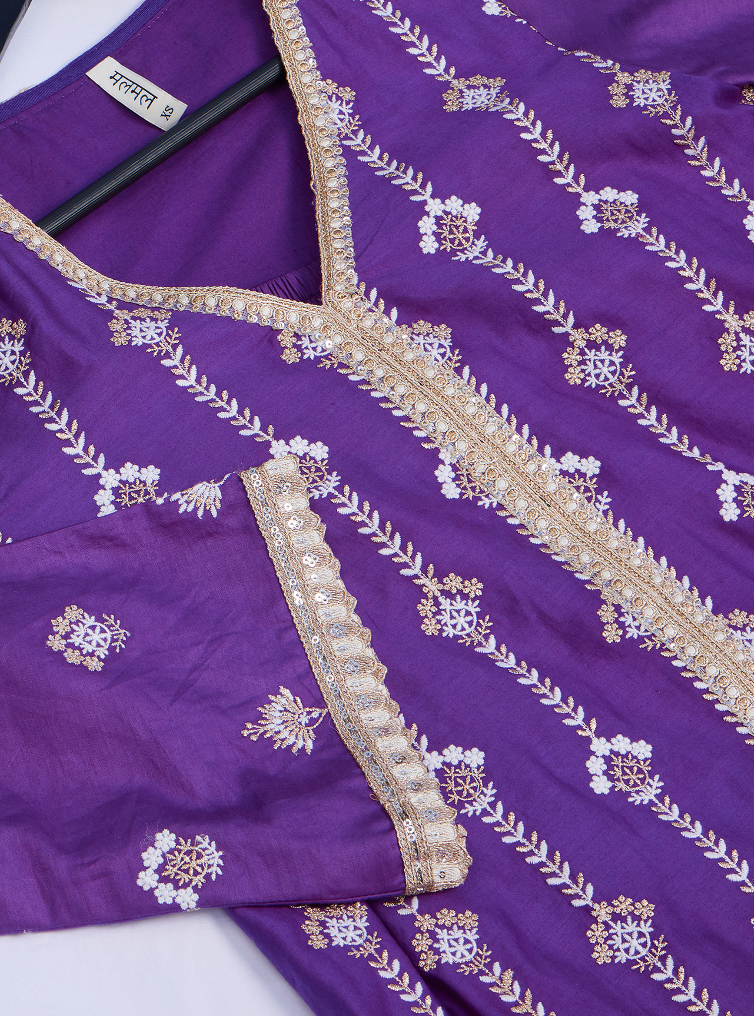 Mulmul Pima Suvasi Purple Kurta with Mulmul Pima Suvasi Purple Pant