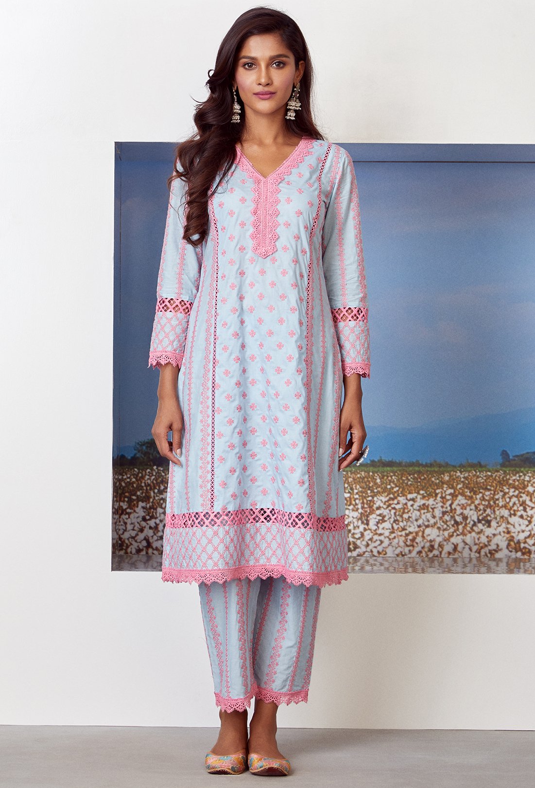 Mulmul Cotton Daydream Kurta With Daydream pyajama