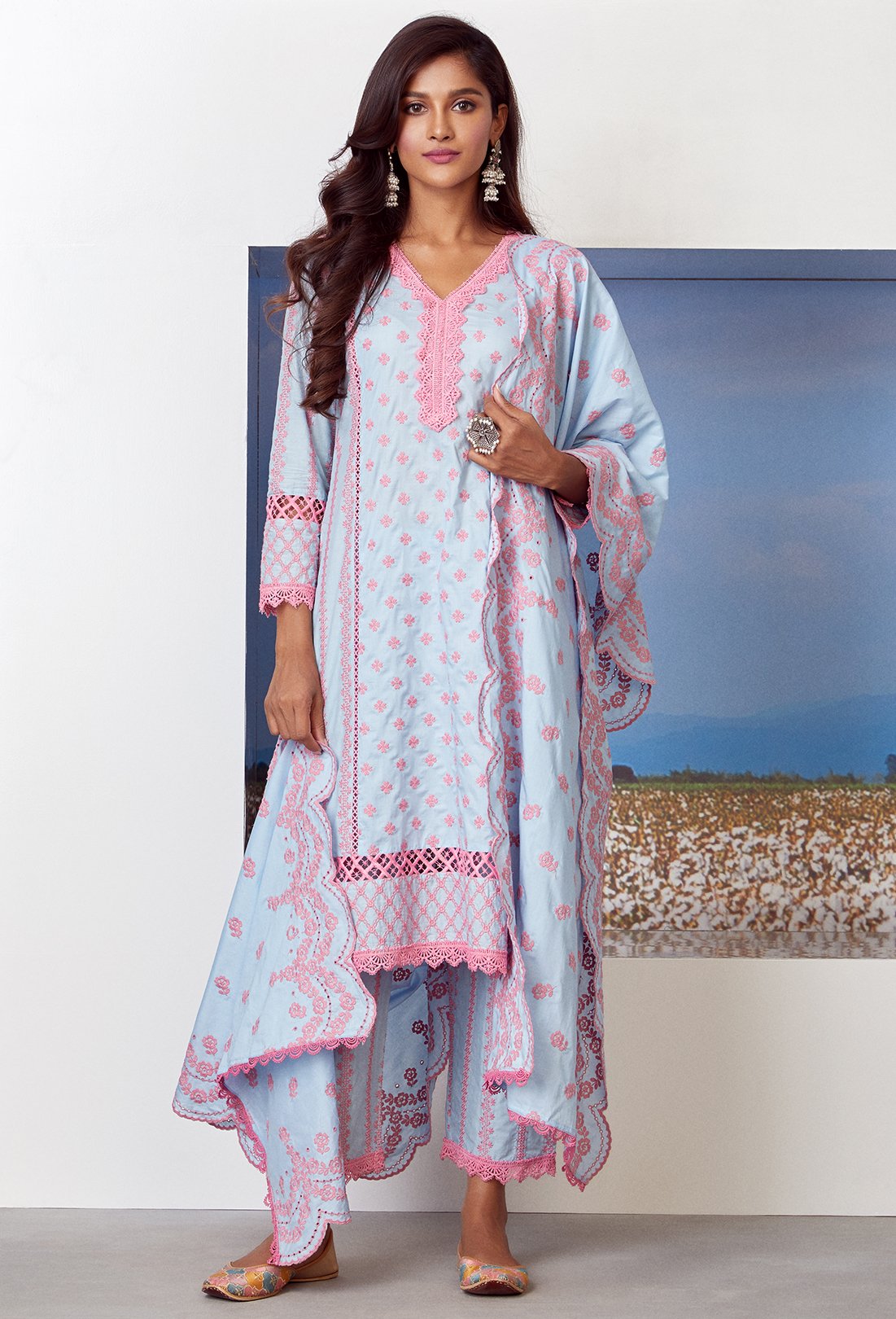 Mulmul Cotton Daydream Kurta With Daydream pyajama