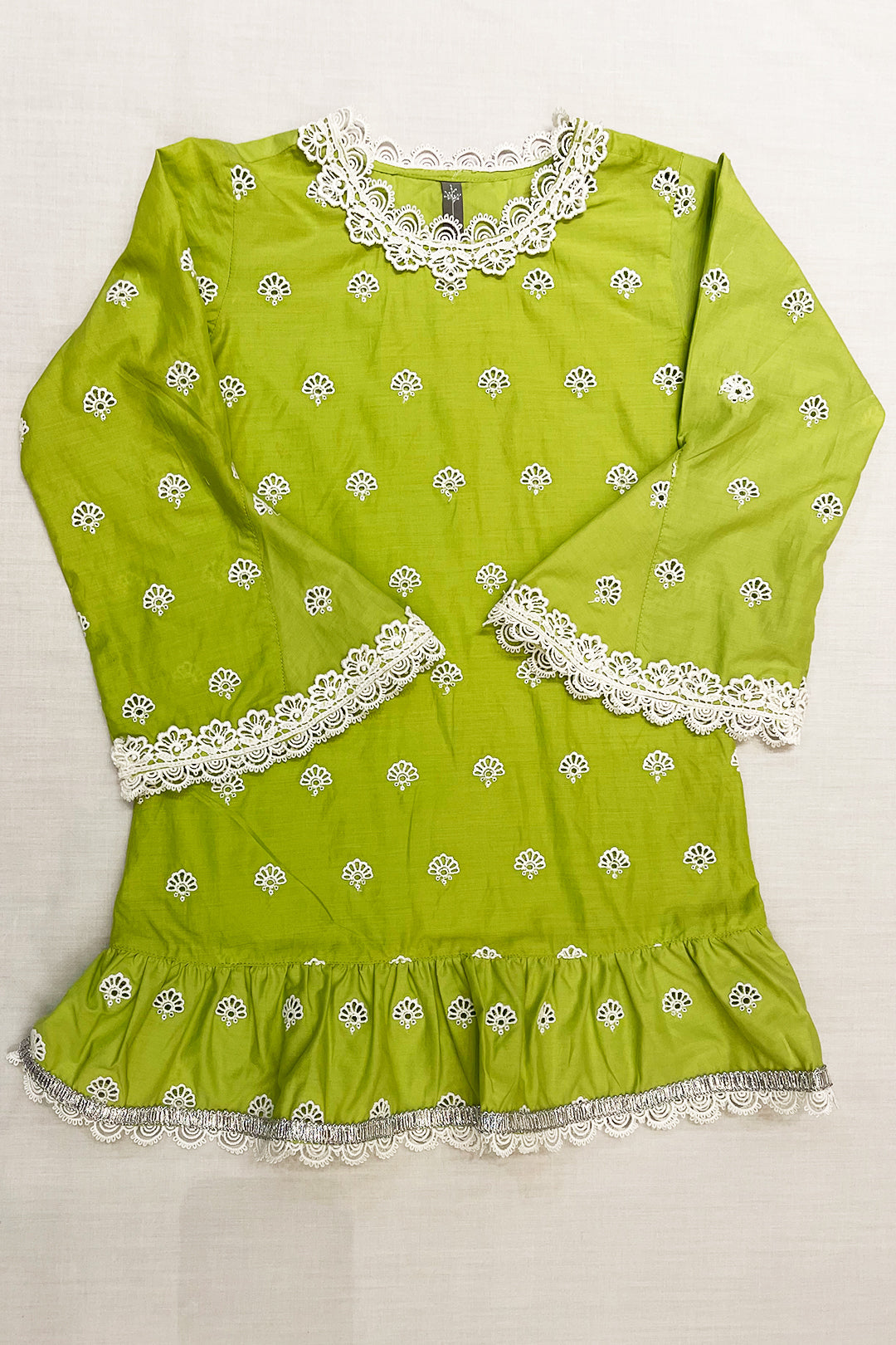 Mulmul Cotton DIONE Kurta Light Green With DIONE GARARA Light Green