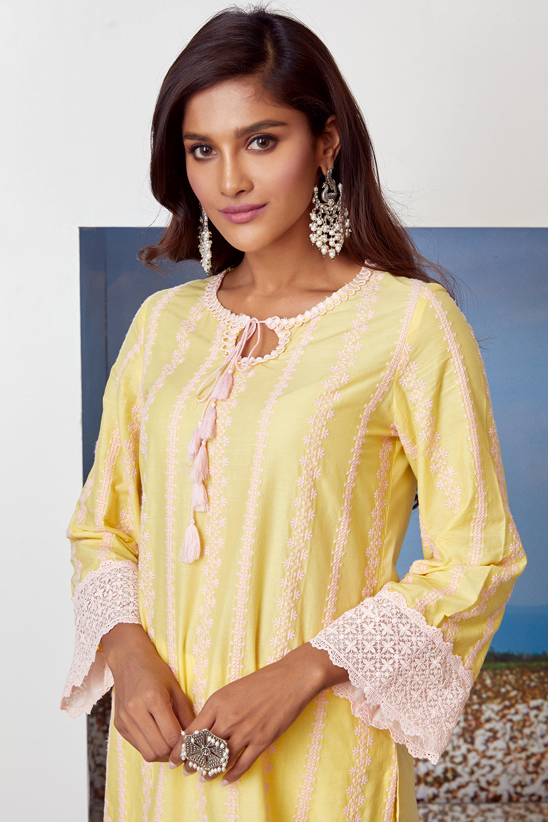 Mulmul Cotton Gianna Kurta  With Slit Pyajama