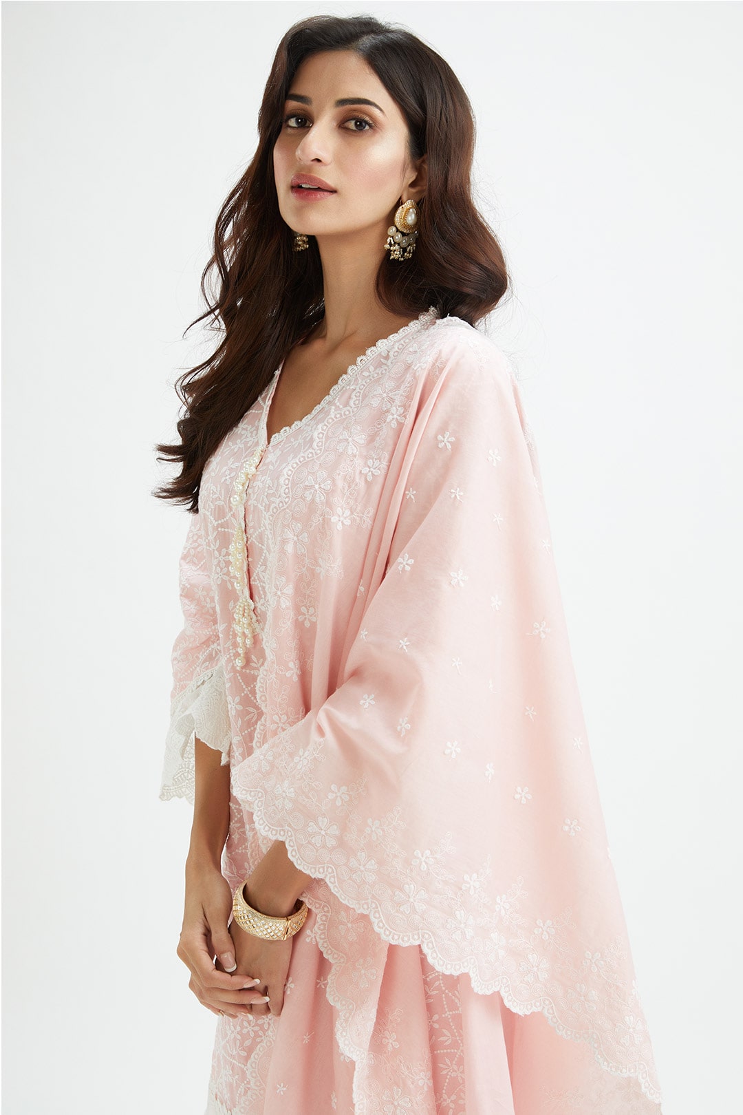 Mulmul Cotton Hummingbird Pink Kurta With Hummingbird Pink Pyajama