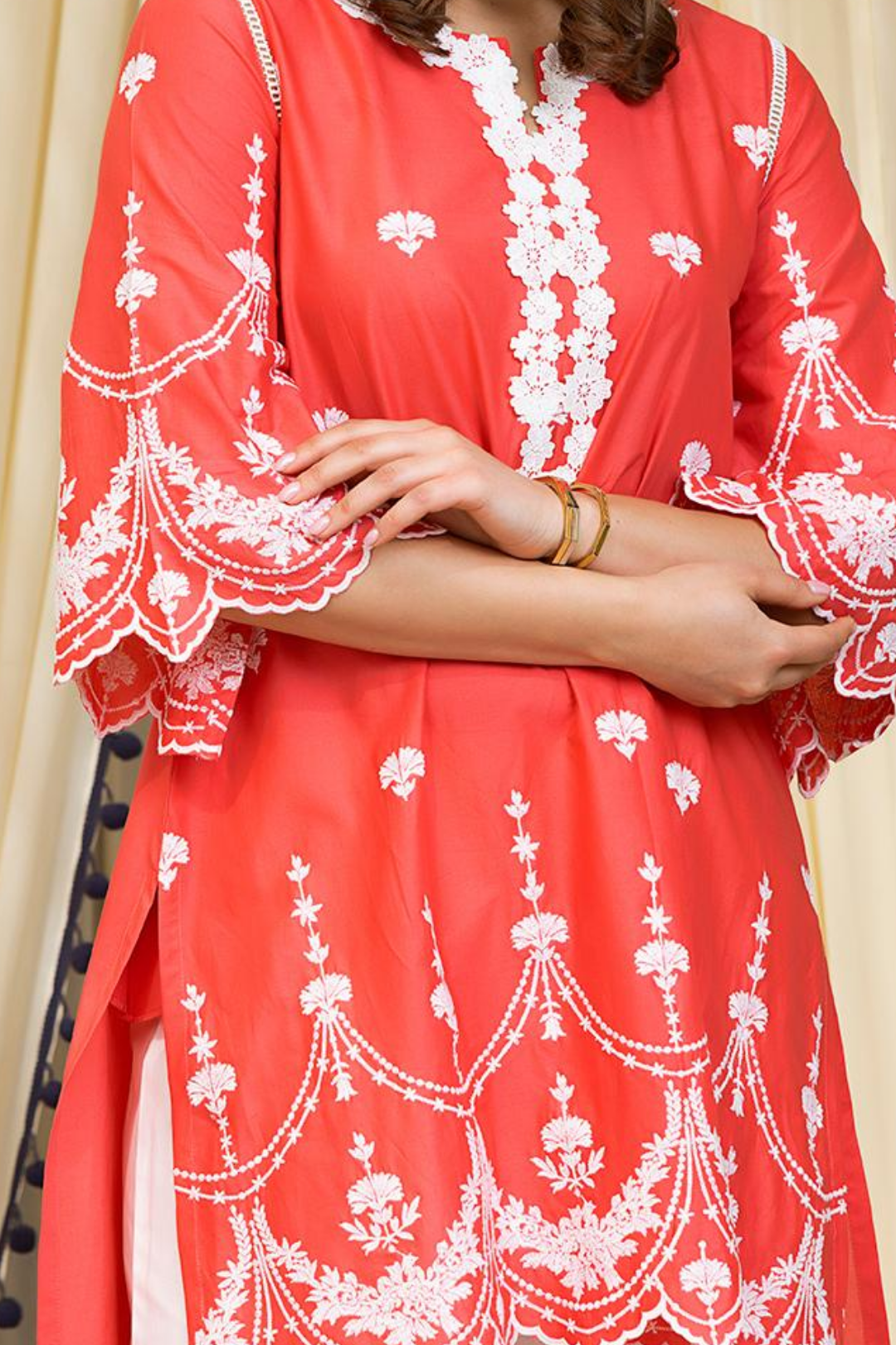 Mulmul Cotton Julia Kurta With New Poppy Pyajama