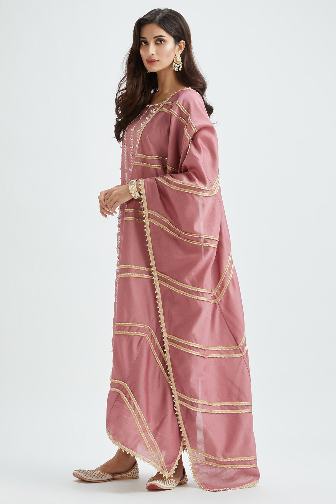 Mulmul Supima Satin Lynn Mauve Kurta With Lynn Mauve Pant