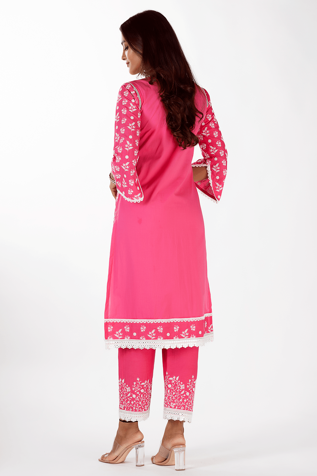 Mulmul Cotton Sierra Fuchsia Kurta With Sierra Fuchsia Pant