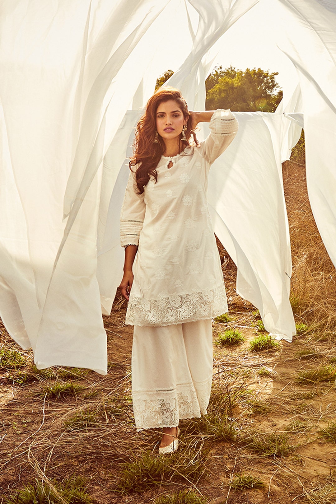 Mulmul Cotton Sunkissed Kurta with Sunkissed Palazzo