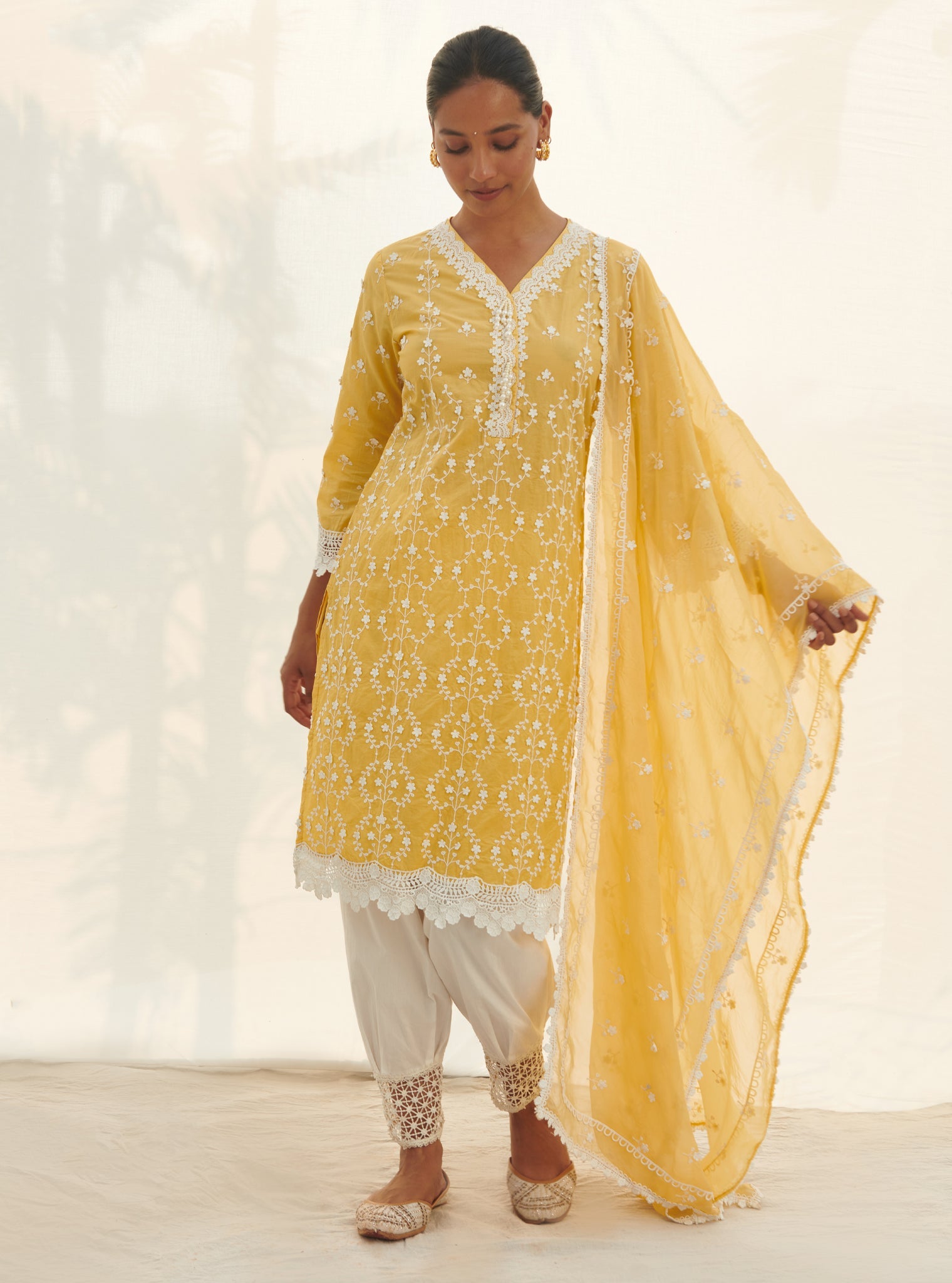 Mulmul Cotton Veliena Yellow kurta