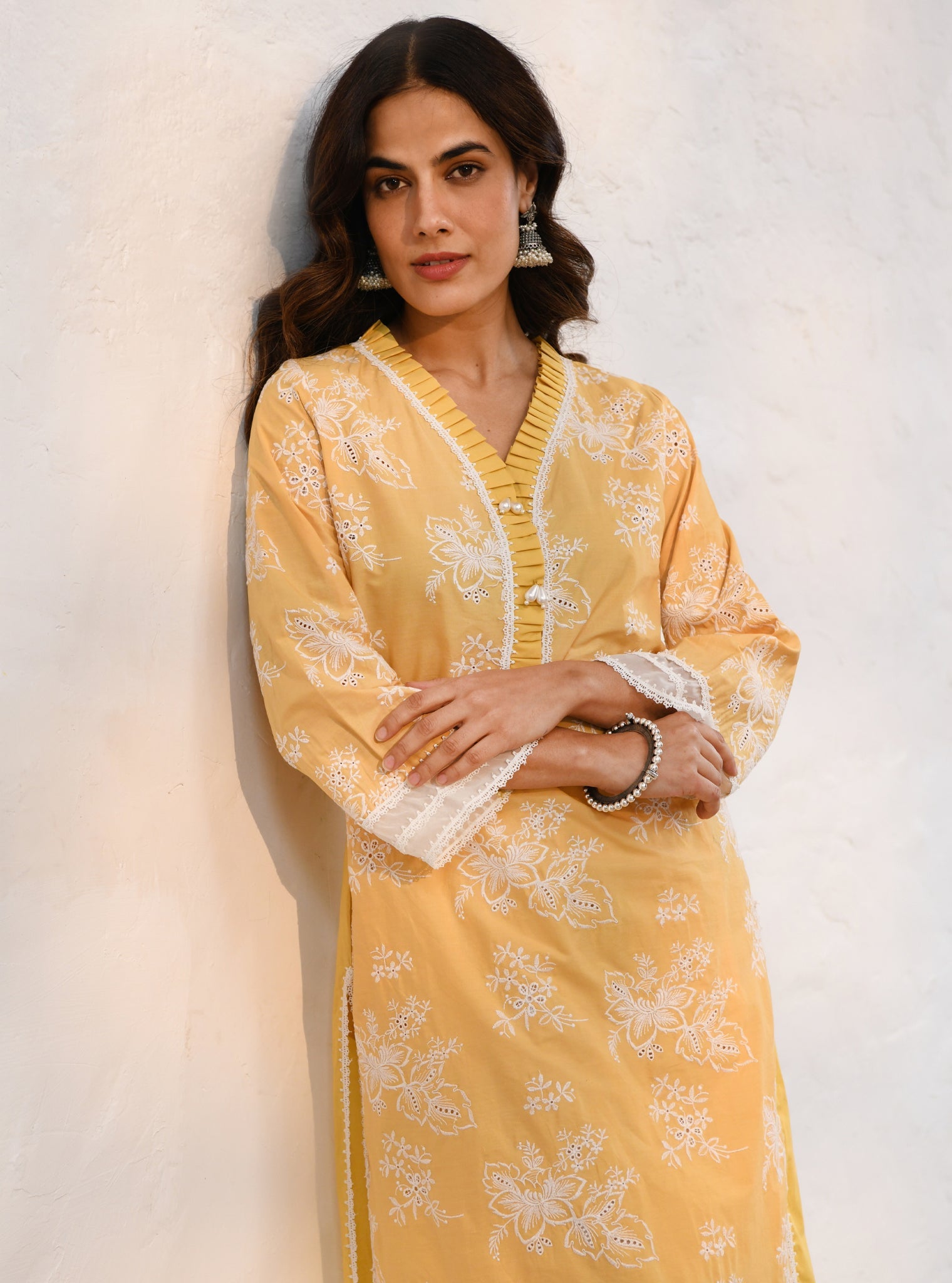 Mulmul Cotton Verlem Yellow kurta